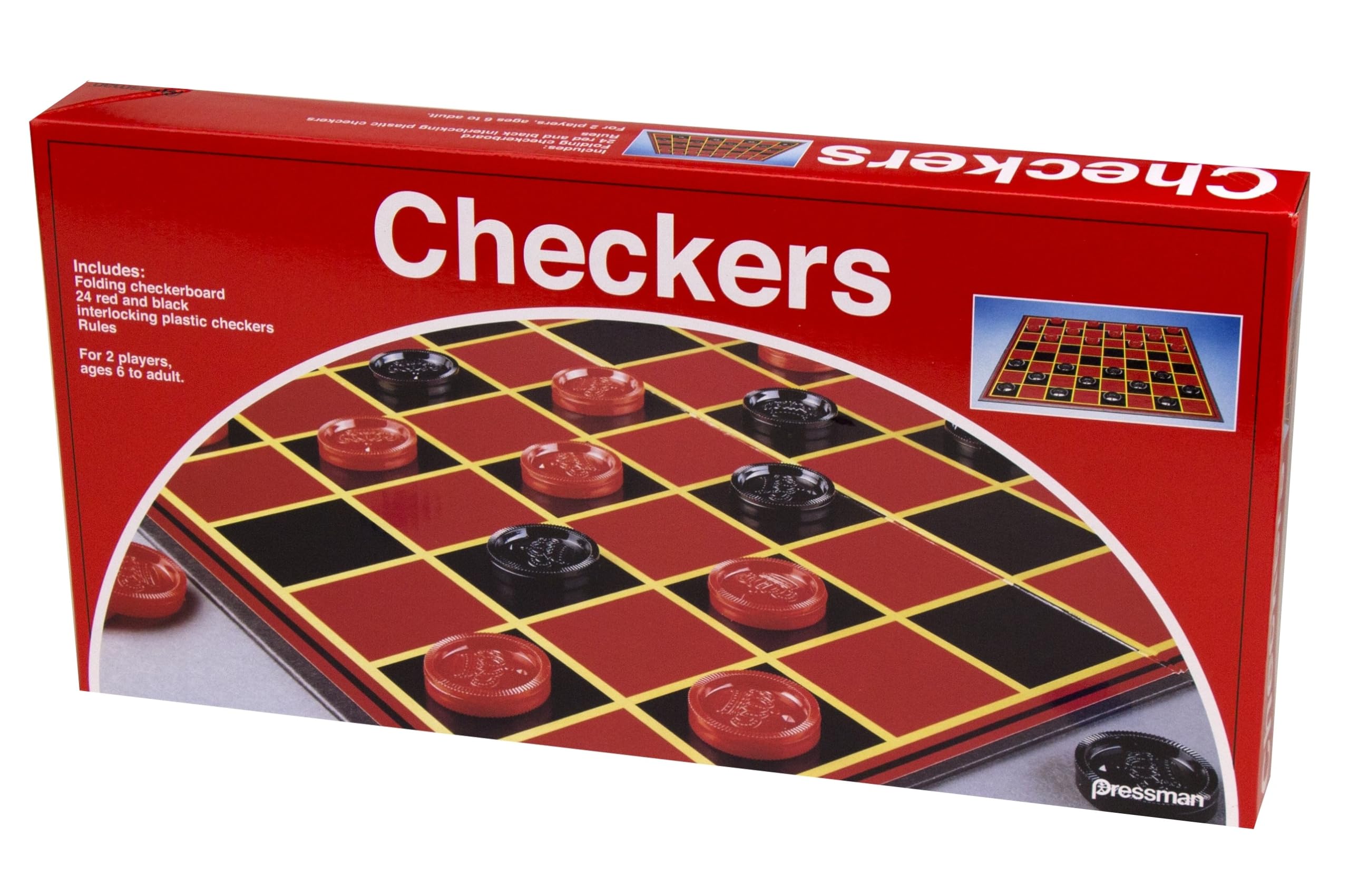 Pressman Classic Checkers Set - Traditional Board Game for 2 Players, Ages 6+ 6