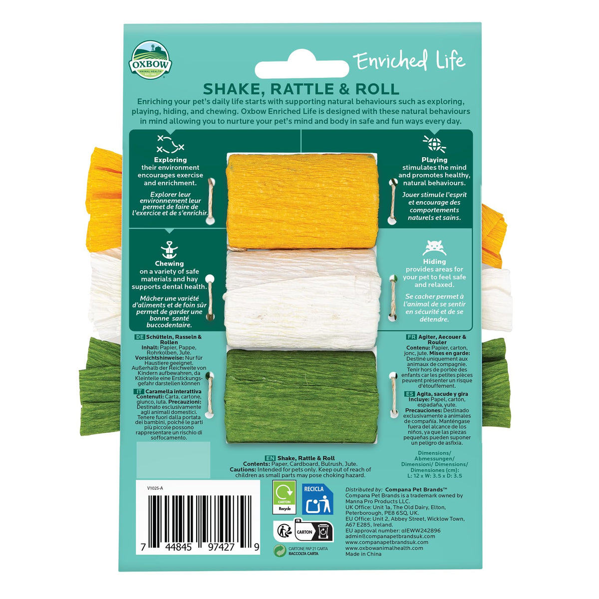 Oxbow Enriched Life Shake, Rattle and Roll Small Animal Chew Toy - Small