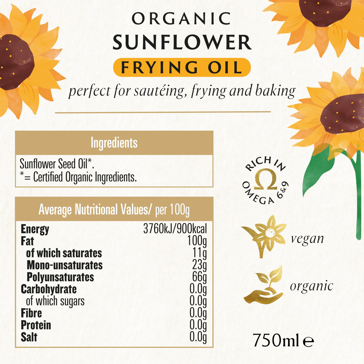 Biona Organic Sunflower Frying Oil - 750ml