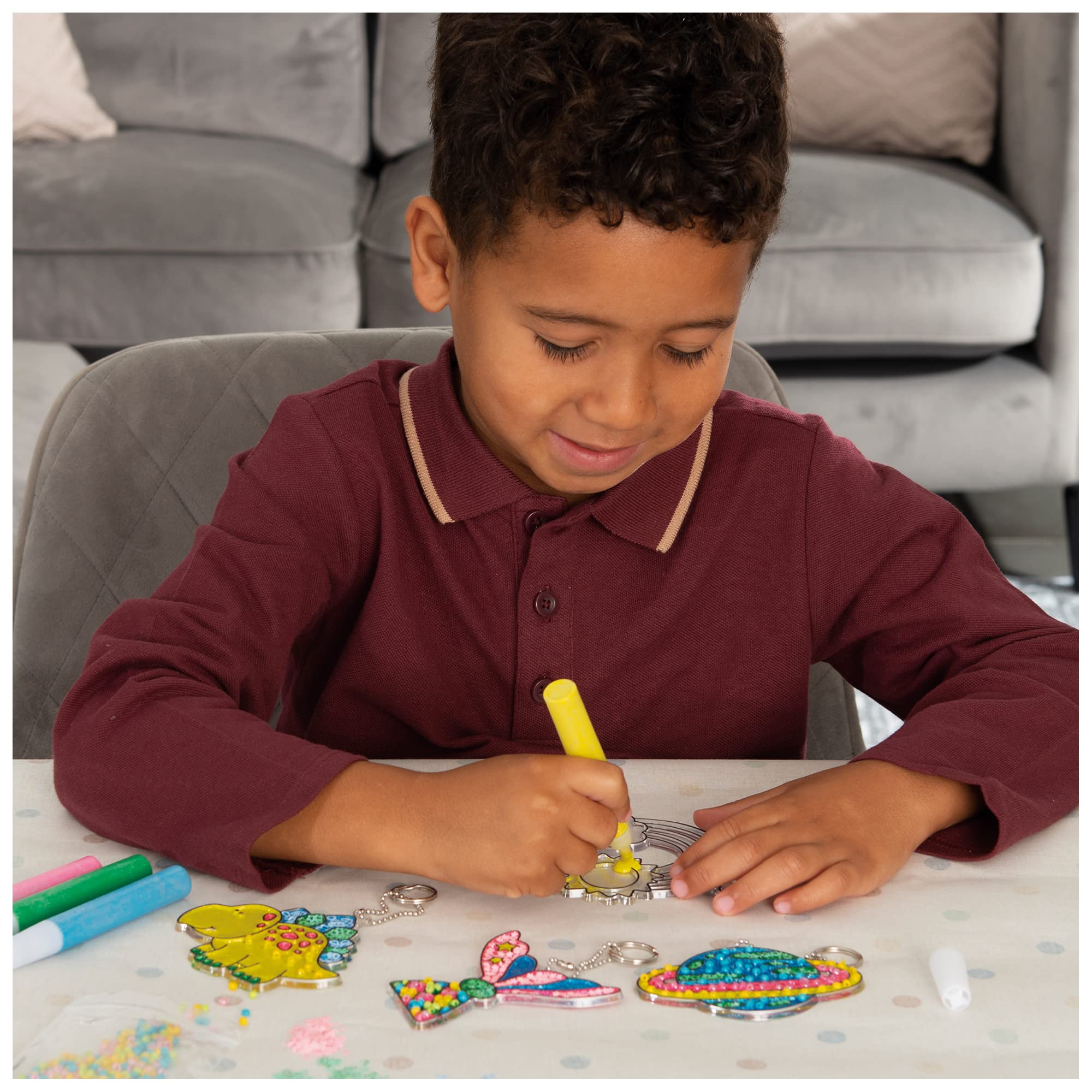 Galt Suncatcher Keyrings Craft Kit - Ages 6+ | 4 Keyrings Included 3