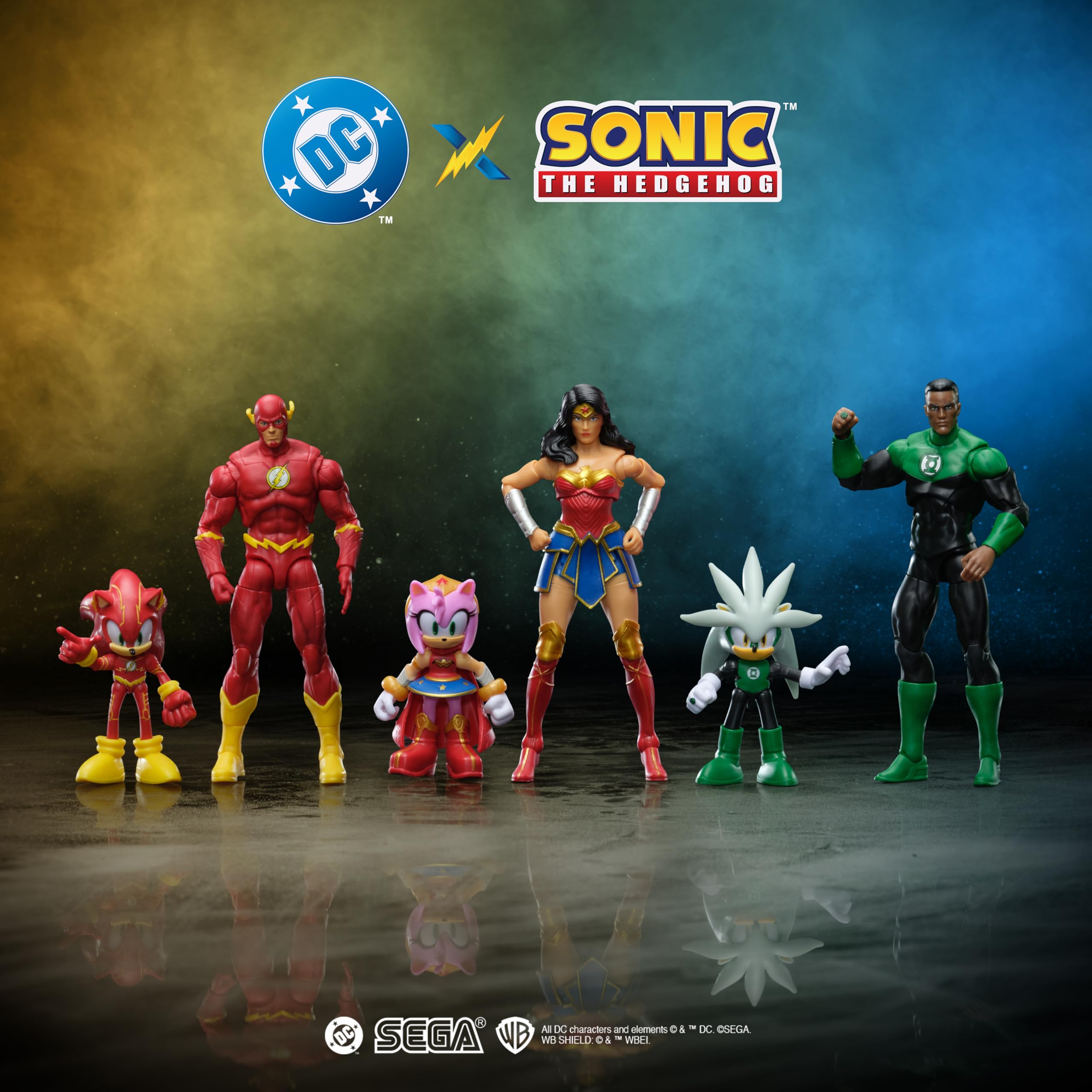 Sonic The Hedgehog DC Crossover Action Figure Multipack: Sonic as The Flash & Classic The Flash | 2.5" & 5" 4