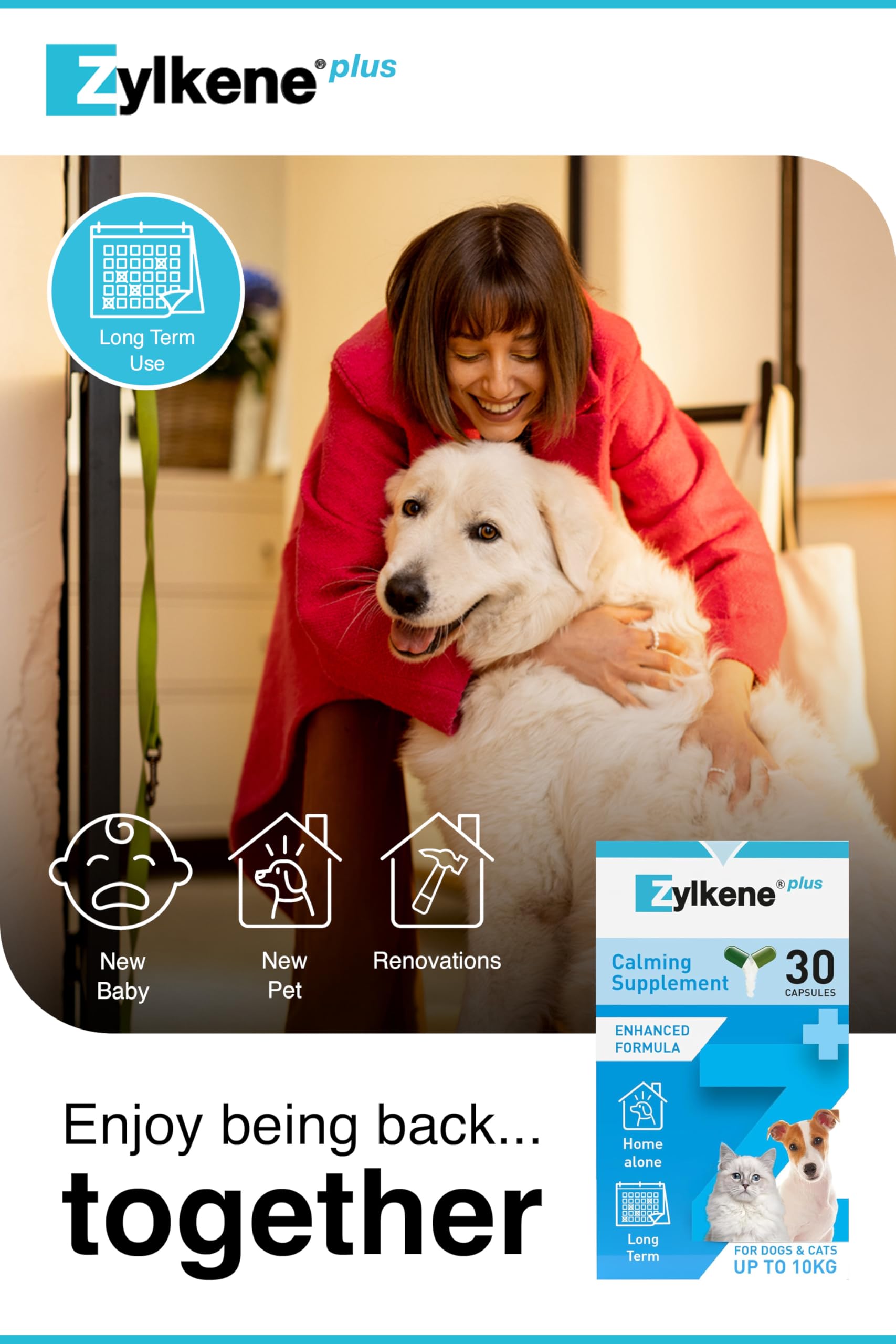 Zylkene Calming Supplement for Cats & Small Dogs up to 10kg | 30 Capsules | All Life Stages 4