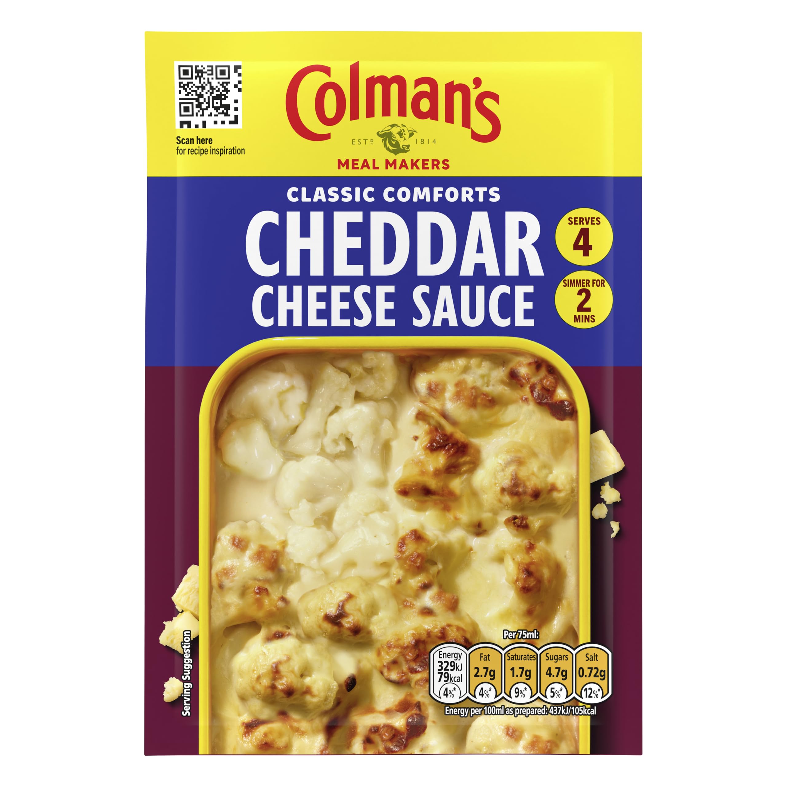 Colman's Meal Maker Cheddar Cheese Sauce Mix - Classic Comforts | 4 Servings | 40g