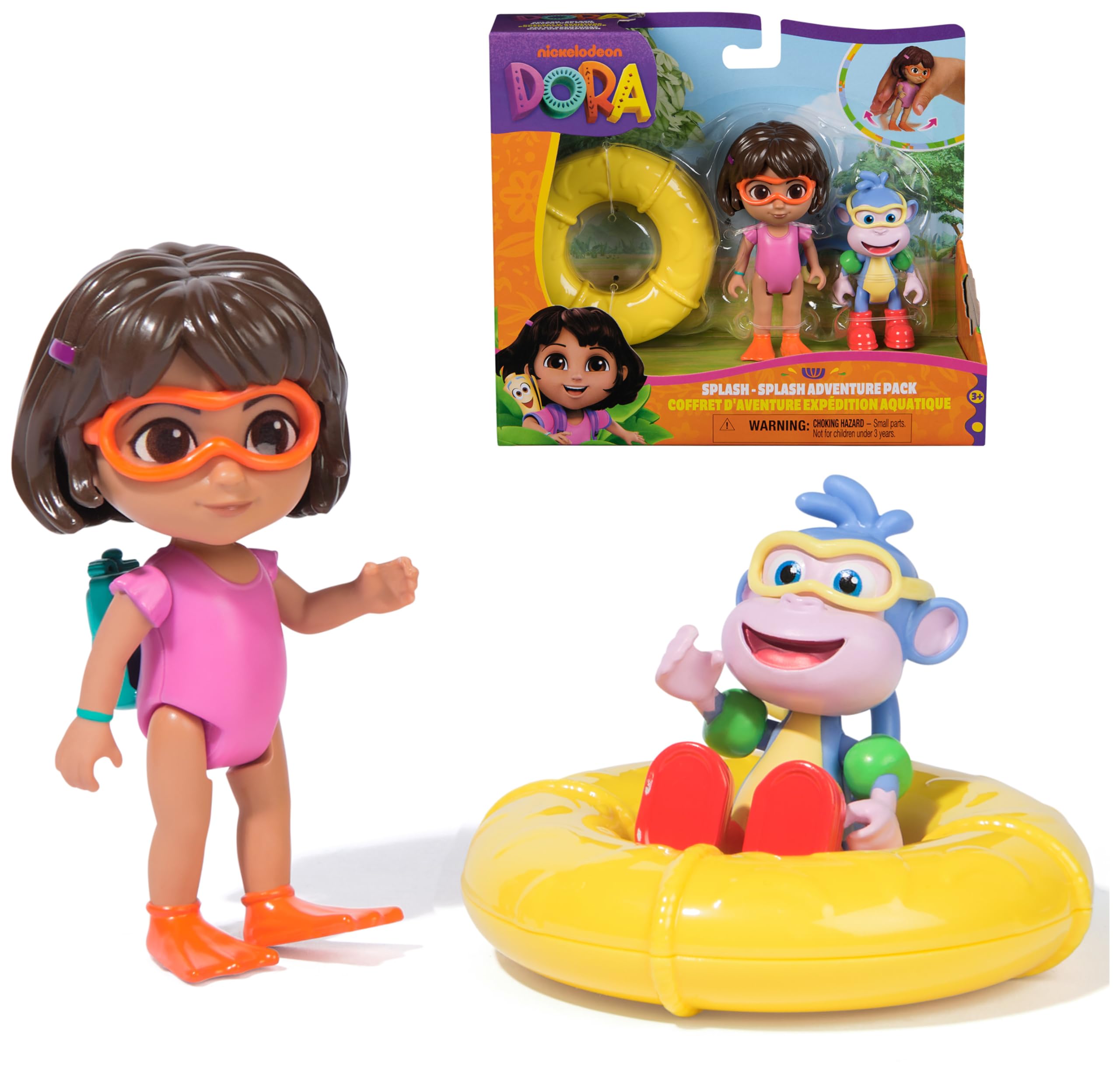 Dora, Splash-Splash Adventure Pack with Swim-Ready Dora and Boots Toy Figures