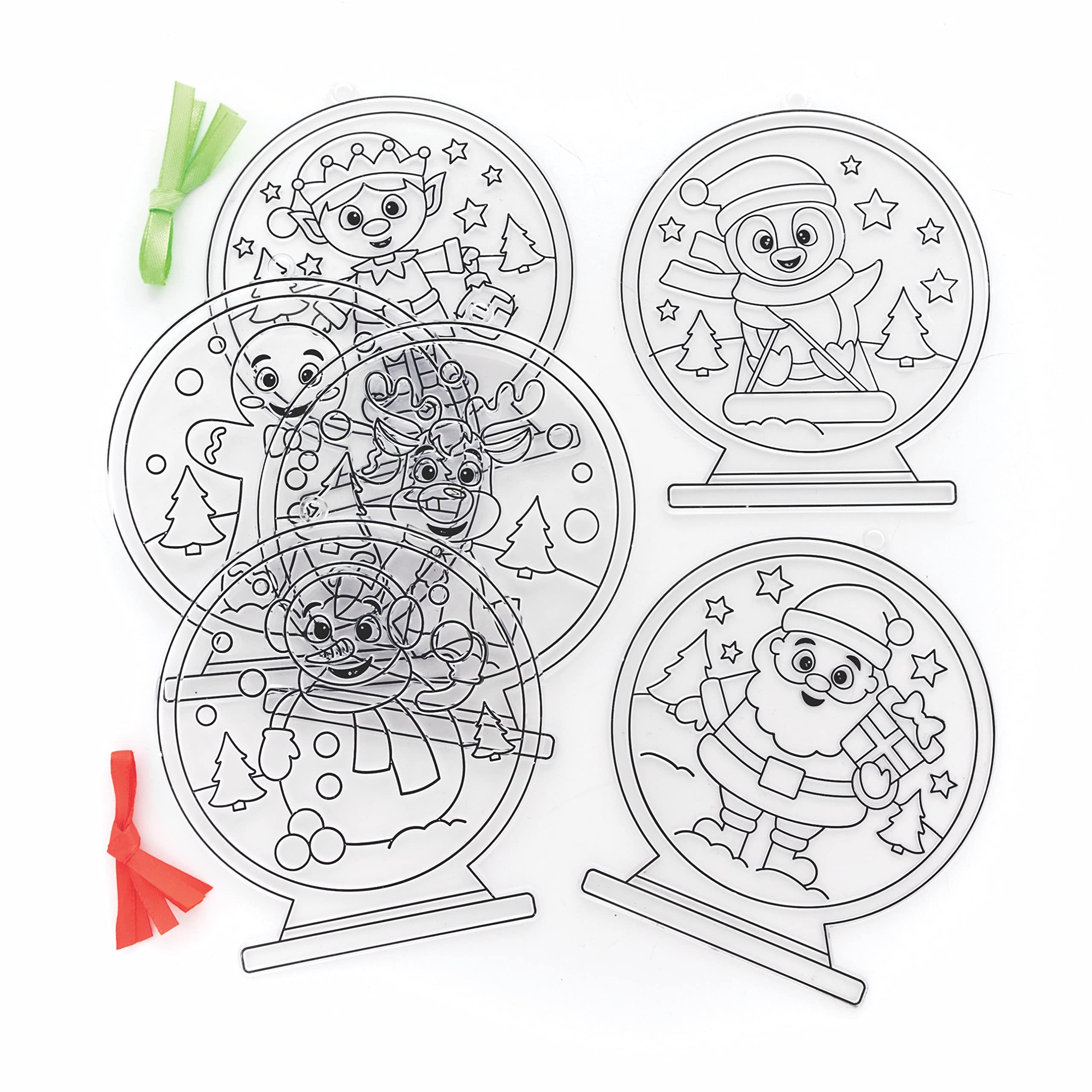 Baker Ross FC181 Christmas Snow Globe Suncatcher Decoration Craft Kit - Pack of 6 | Ages 3+ 2