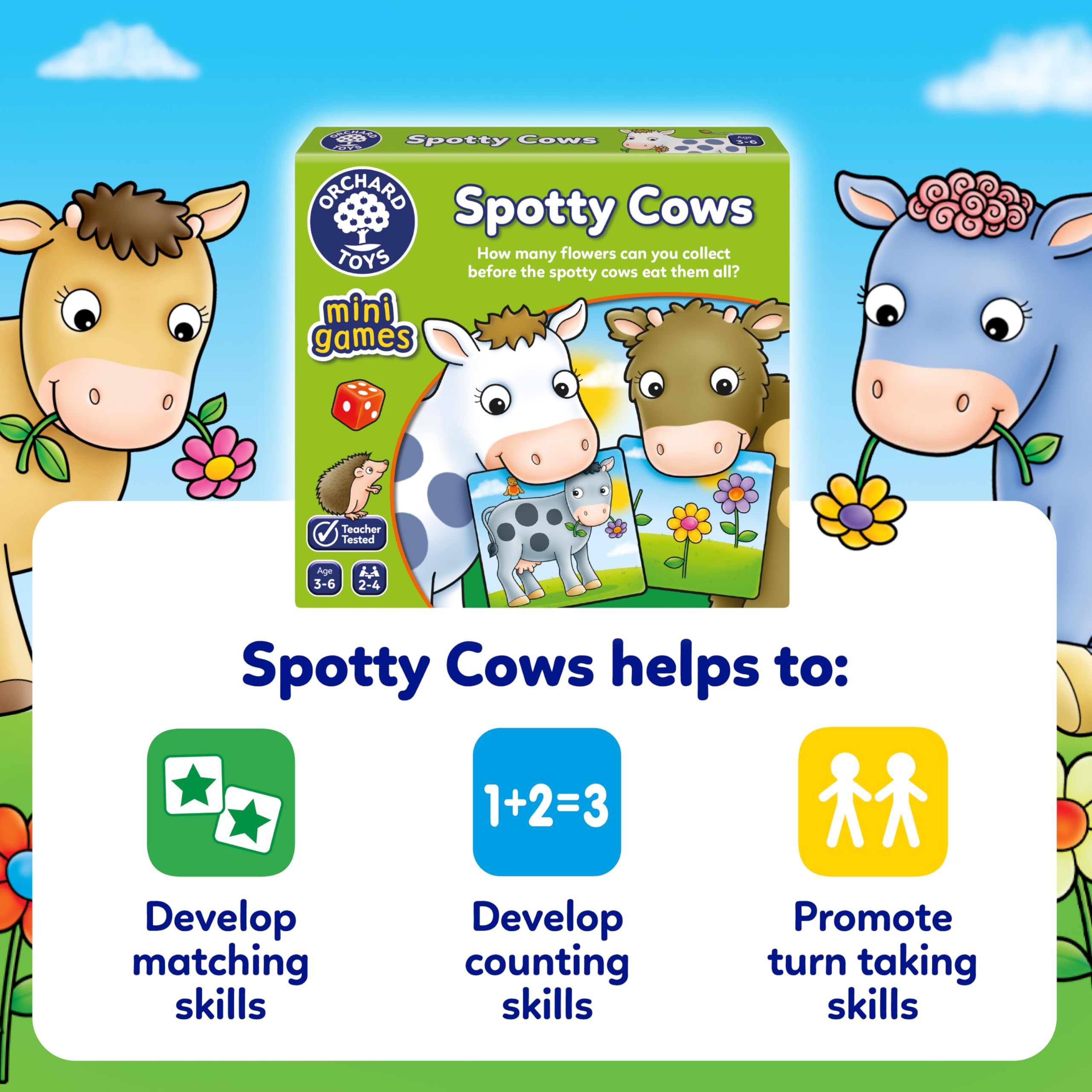 Orchard Toys Spotty Cows Mini Game for Kids Ages 3-6 | Number Matching Travel Game 5