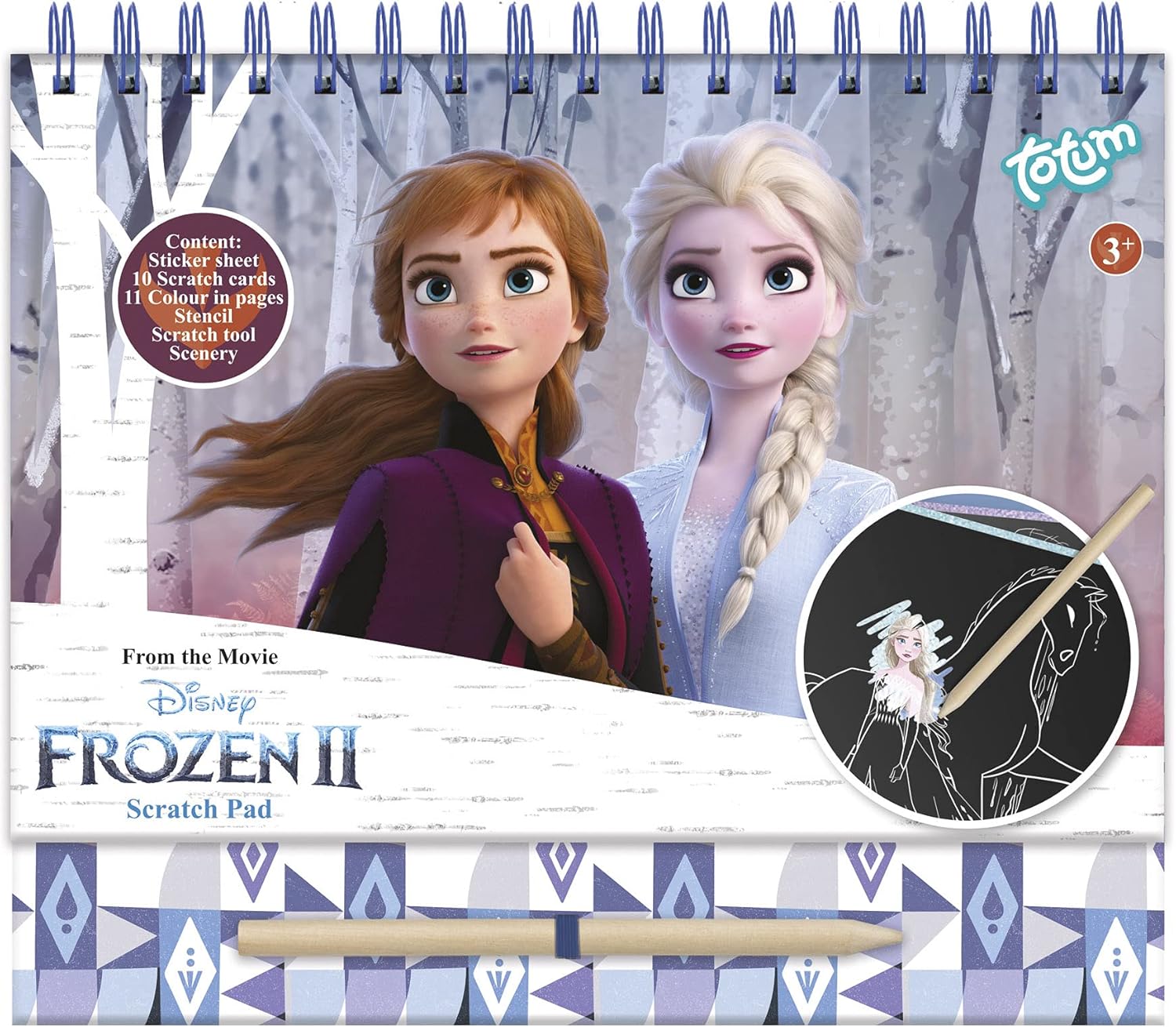 Totum Disney Frozen II Scratch & Colouring Book with Stencils and Glitter Stickers - Arts & Crafts Activity Set for Kids 1