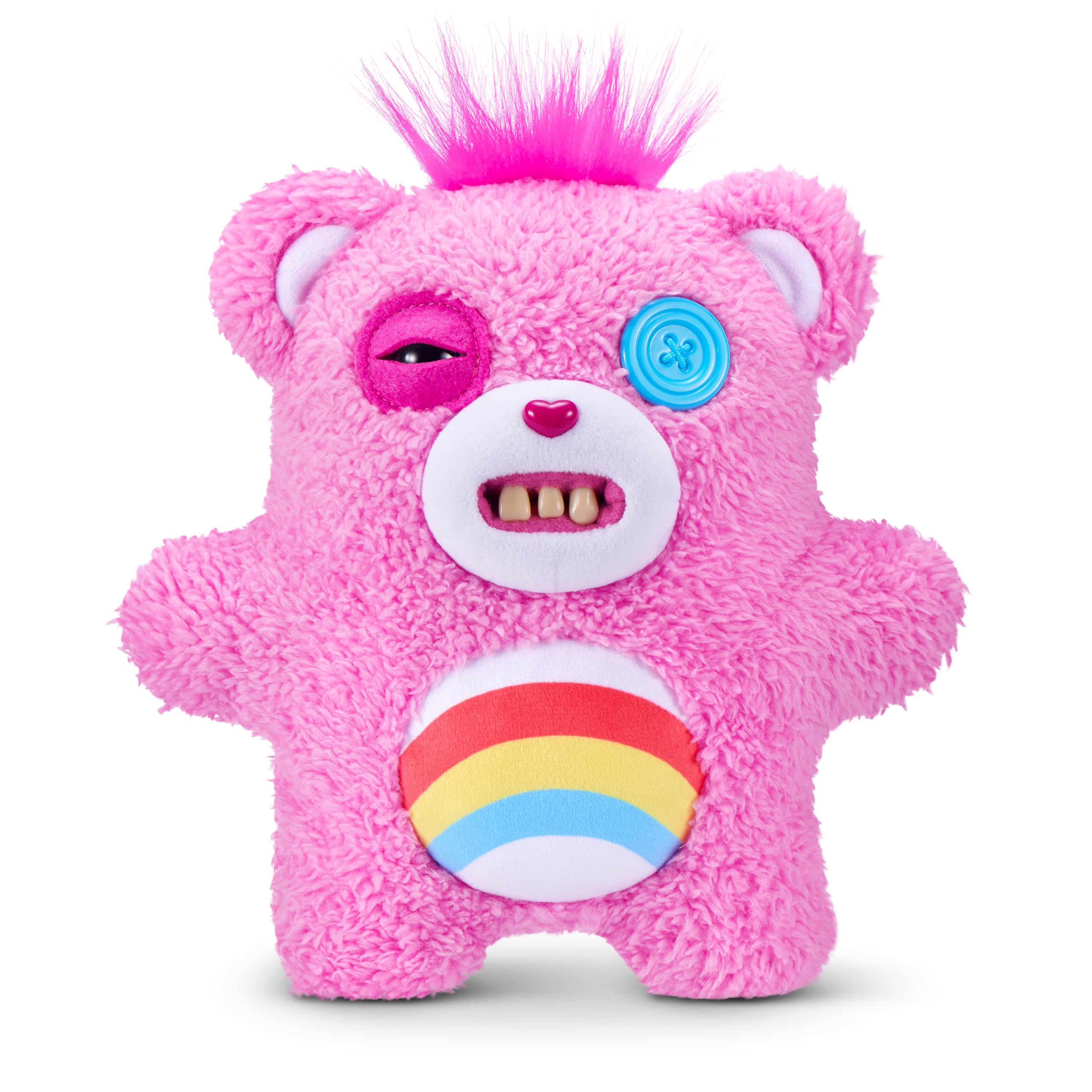 Fuggler Care Bears 9-Inch Plush Toy - Cheer Bear | Human-Like Teeth | Ages 4+ 1