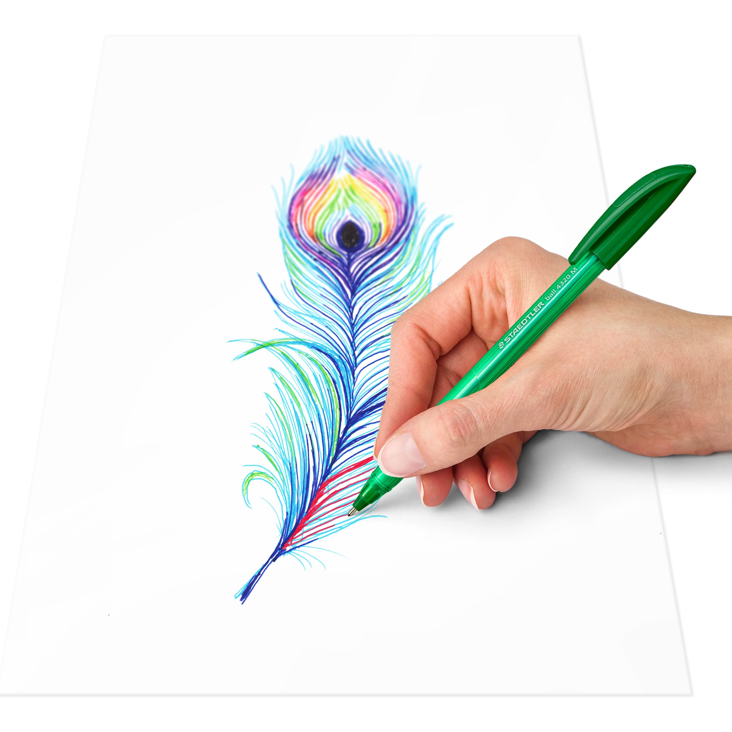 STAEDTLER 4320 M-5 Stick Ballpoint Pen - Green Ink | 1.0mm Medium Point | Pack of 10 3