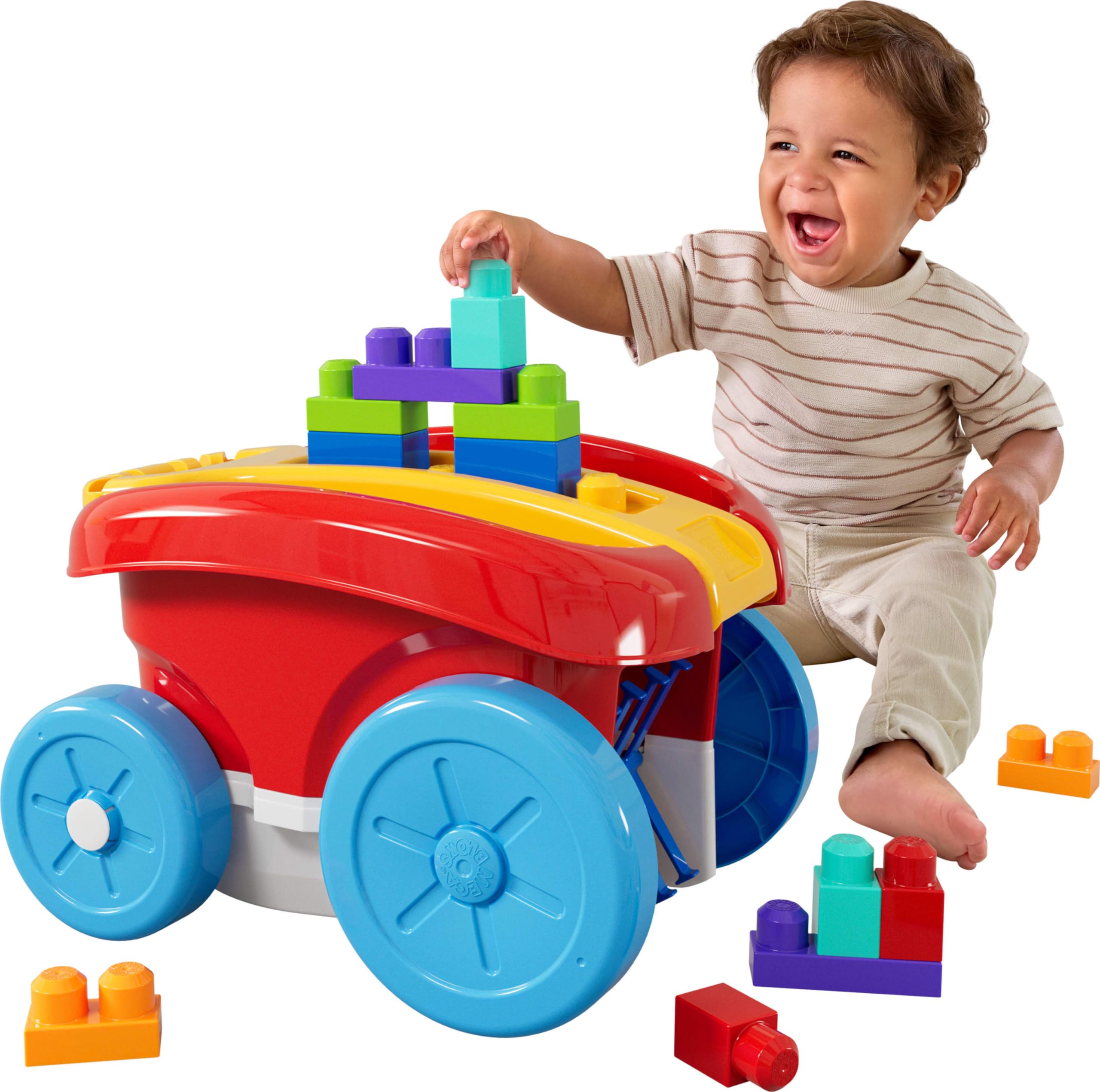 MEGA BLOKS First Builders Toddler Building Toy - Block Scooping Pull Wagon with 20 Big Building Blocks for Ages 1+ 7