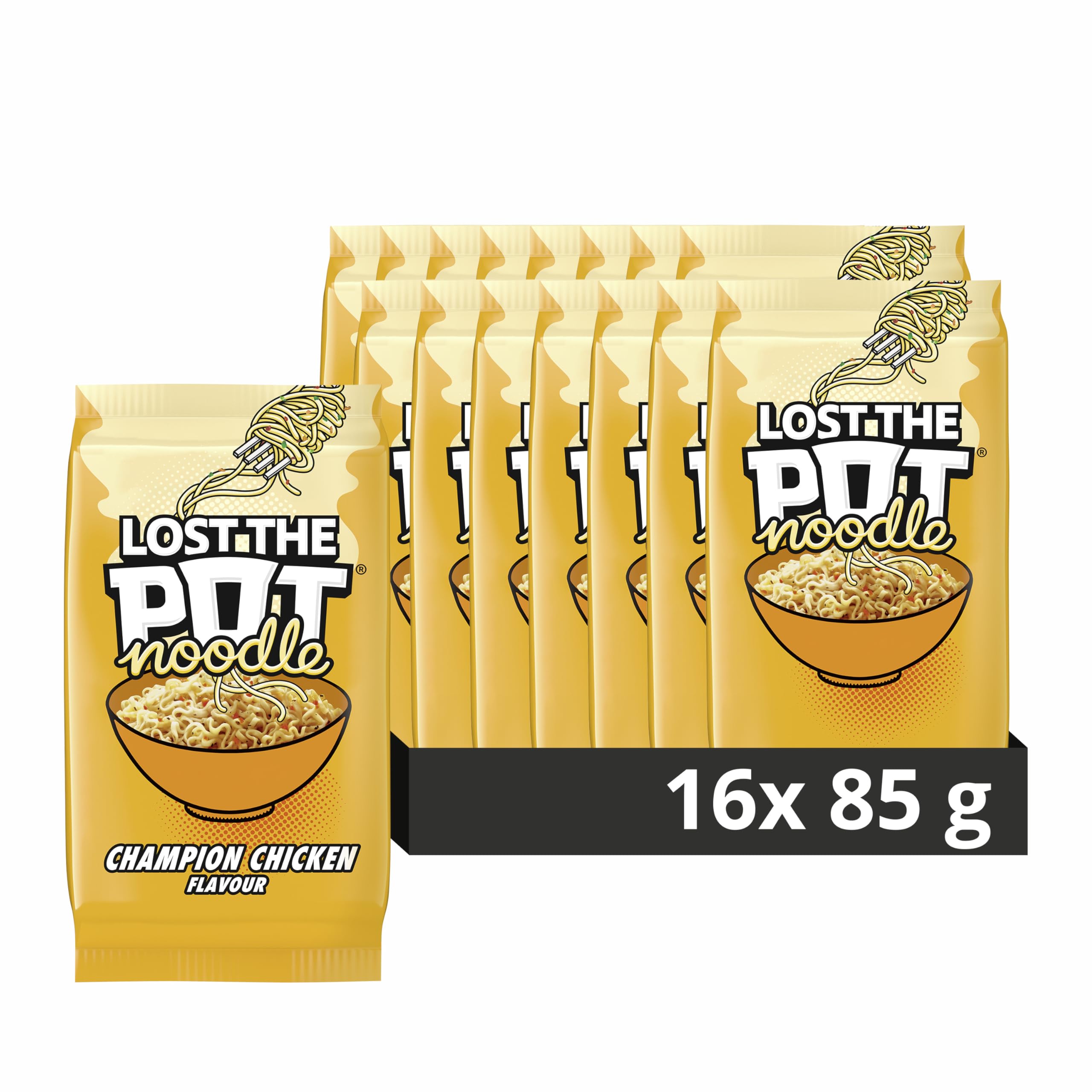 Unilever Pot Noodle Lost The Pot Champion Chicken Instant Noodles - 16 Pack (85g Each) | Low Saturated Fat 1