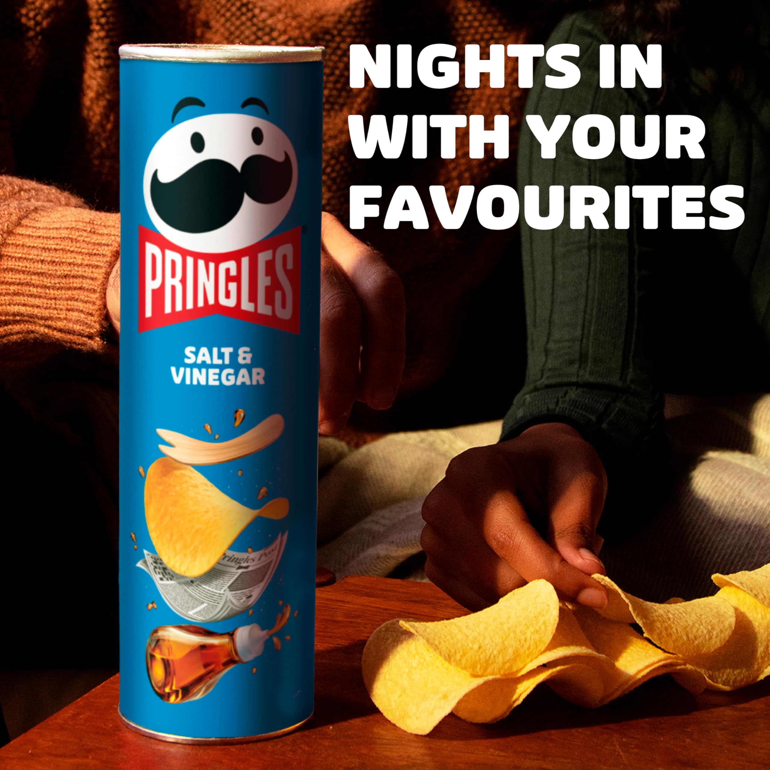 Pringles Salt & Vinegar Crisps - Bold Flavor | Resealable Tin | 185g