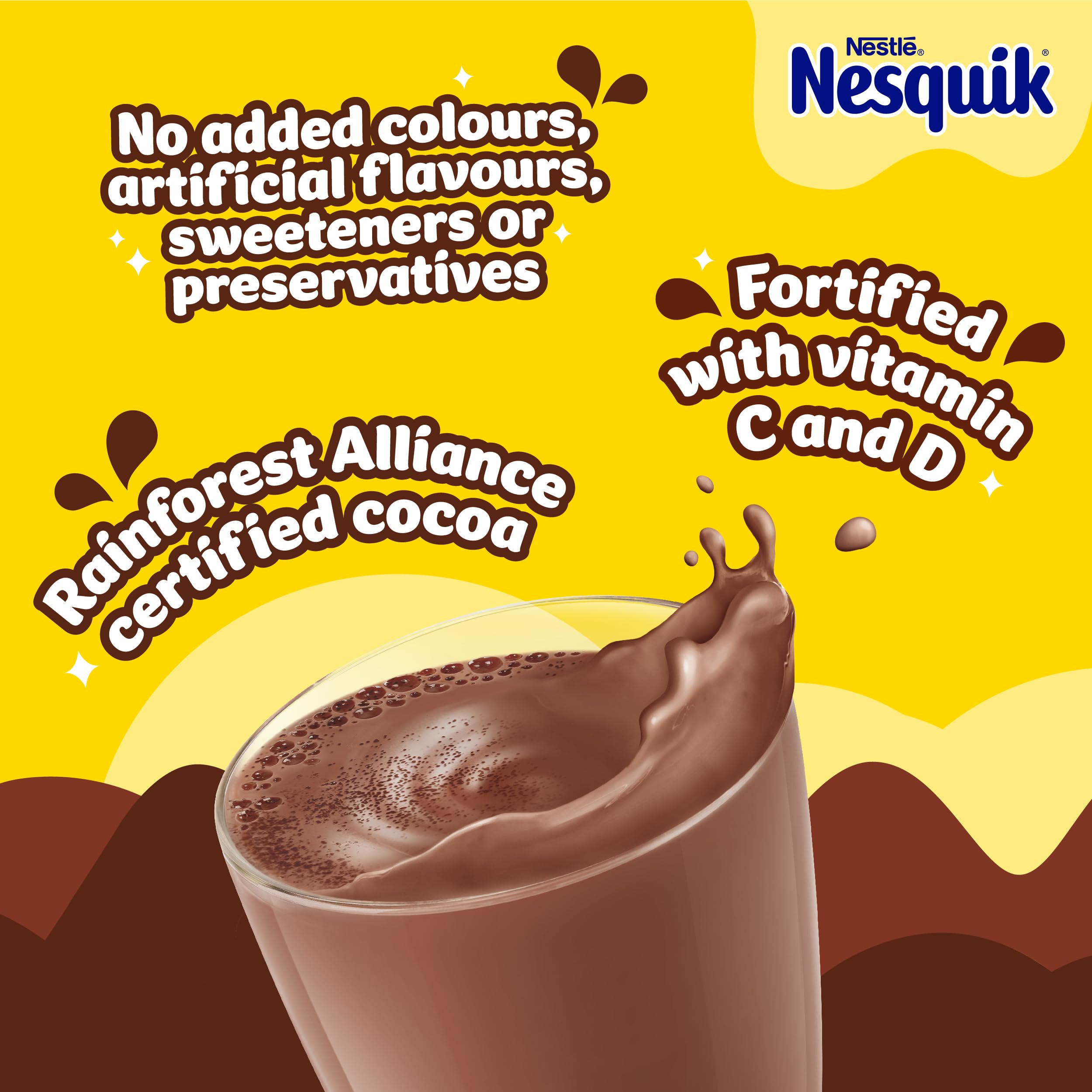 Nesquik Chocolate Milk Flavouring Powder - 500g Tub | Fortified with Vitamins C & D | Gluten Free 4