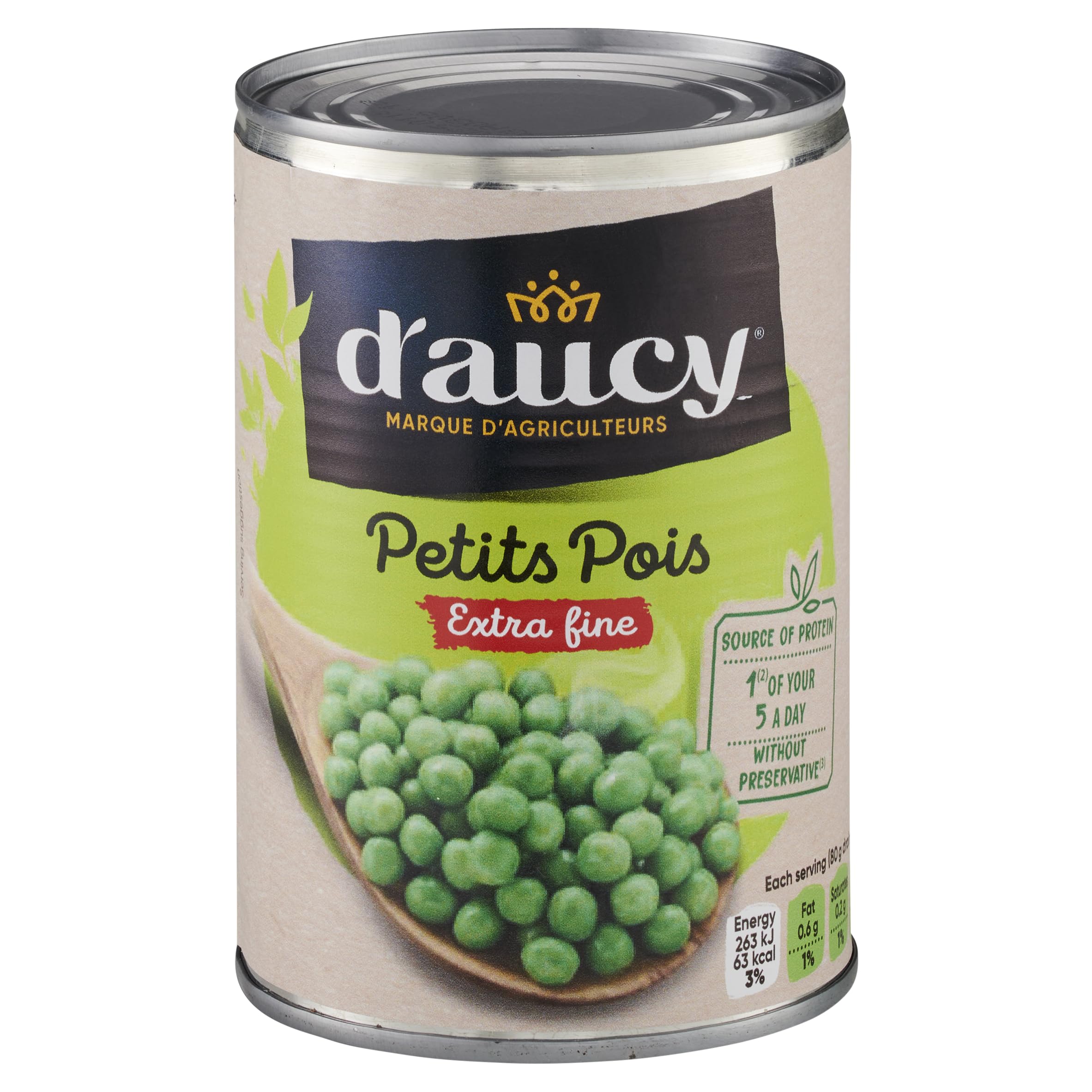 D'Aucy Petits Pois in Water - 400g Can | Whole Peas
