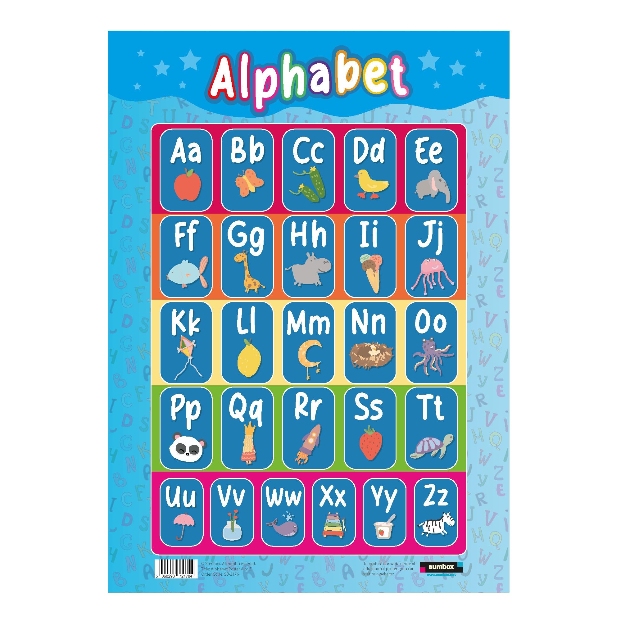 Sumbox Alphabet Educational Poster for Kids - A3 Size Phonics Learning Chart | Multicoloured Cardstock