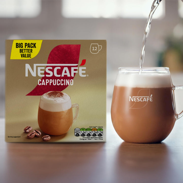 NESCAFÉ Gold Cappuccino Instant Coffee 12 x 15.5g Sachets - 100% Responsibly Sourced Coffee