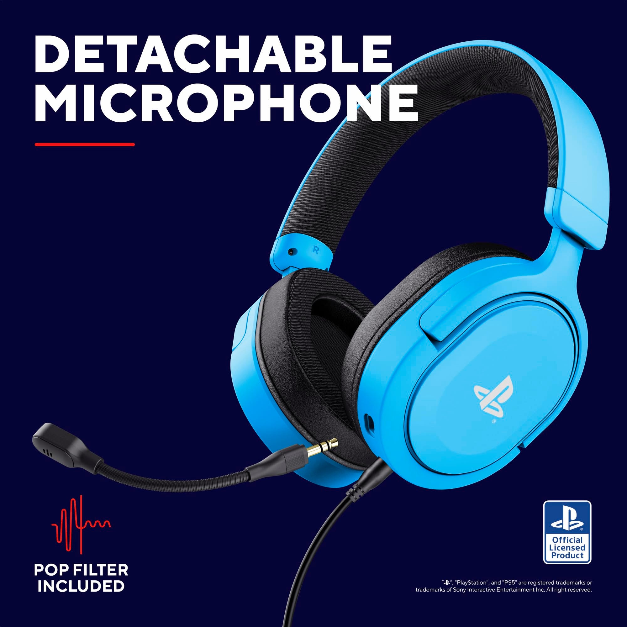 GXTrust GXT 498B Forta Gaming Headset - Officially Licensed for PS5 | 50mm Drivers | Detachable Mic | Blue 6