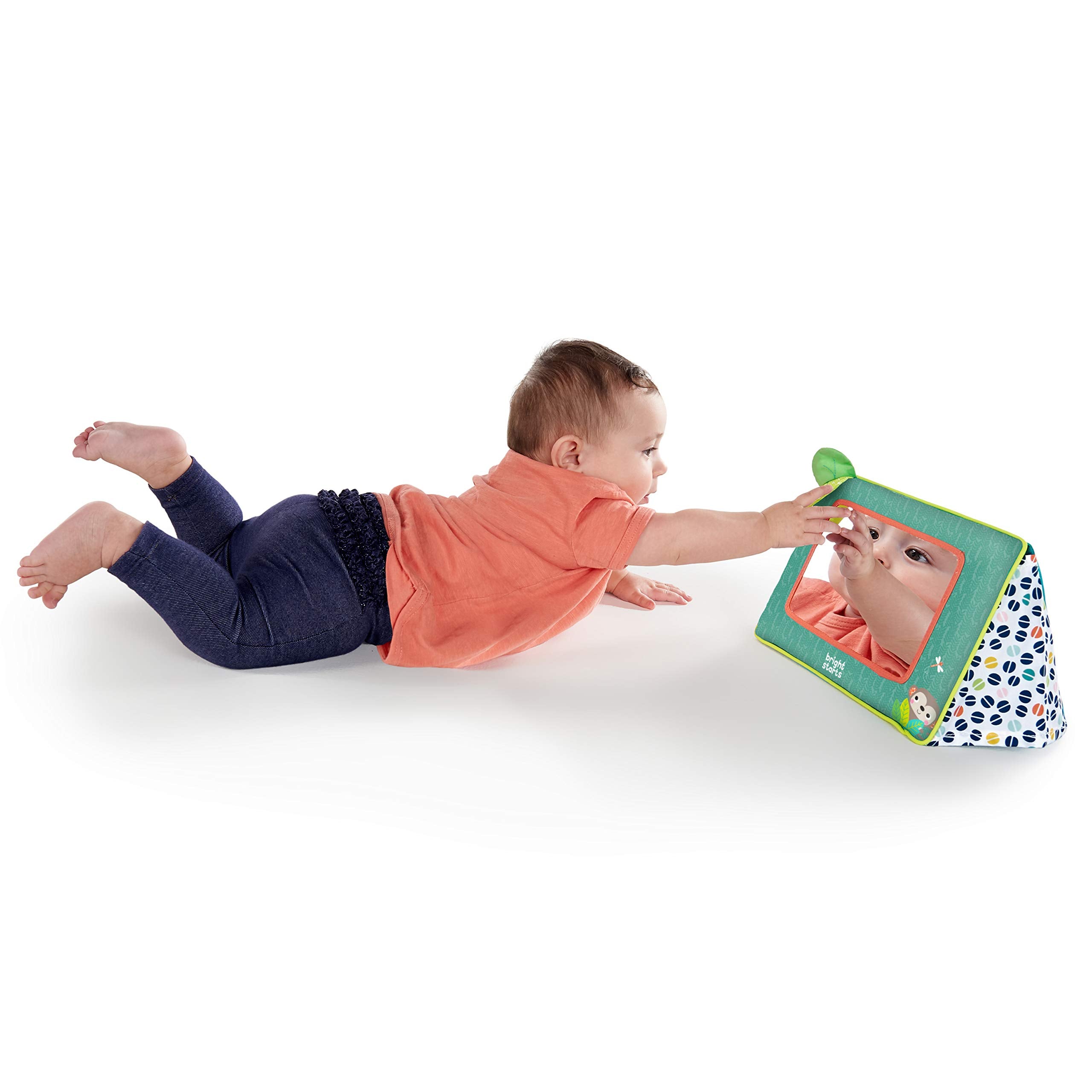 Bright Starts Sit and See Safari Floor Mirror - Green | Tummy Time & Sit Play | Ages 0-36 Months 4