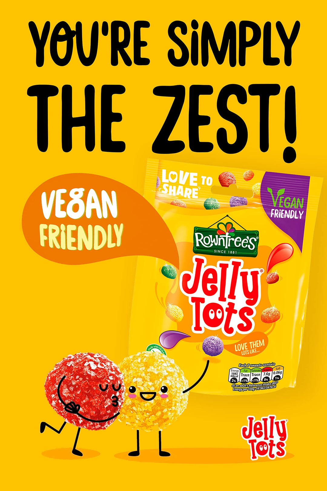 Rowntree's Jelly Tots Sweets - Fruit Flavoured Chewy Sweets, Vegan Friendly, 10 x 150g Sharing Bags