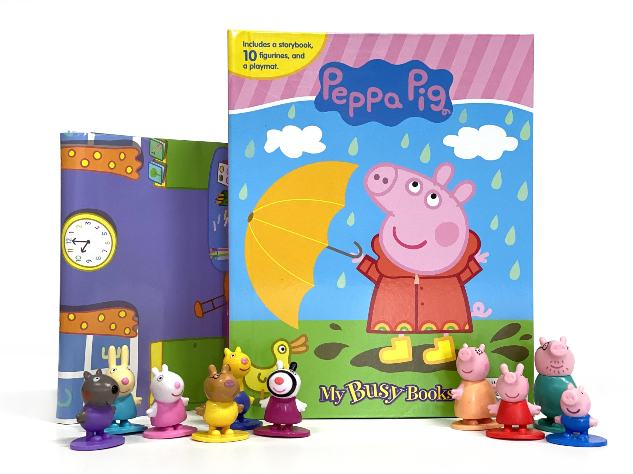 Peppa Pig My Busy Book - Activity Book with Storybook, 10 Figurines, and Playmat | Kids Edition