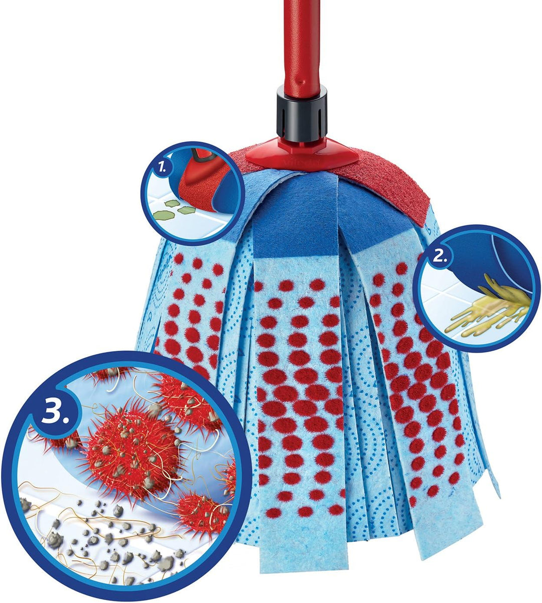 Vileda SuperMocio 3Action XL Mop and 10L Bucket with Torsion Wringer, Red/Blue