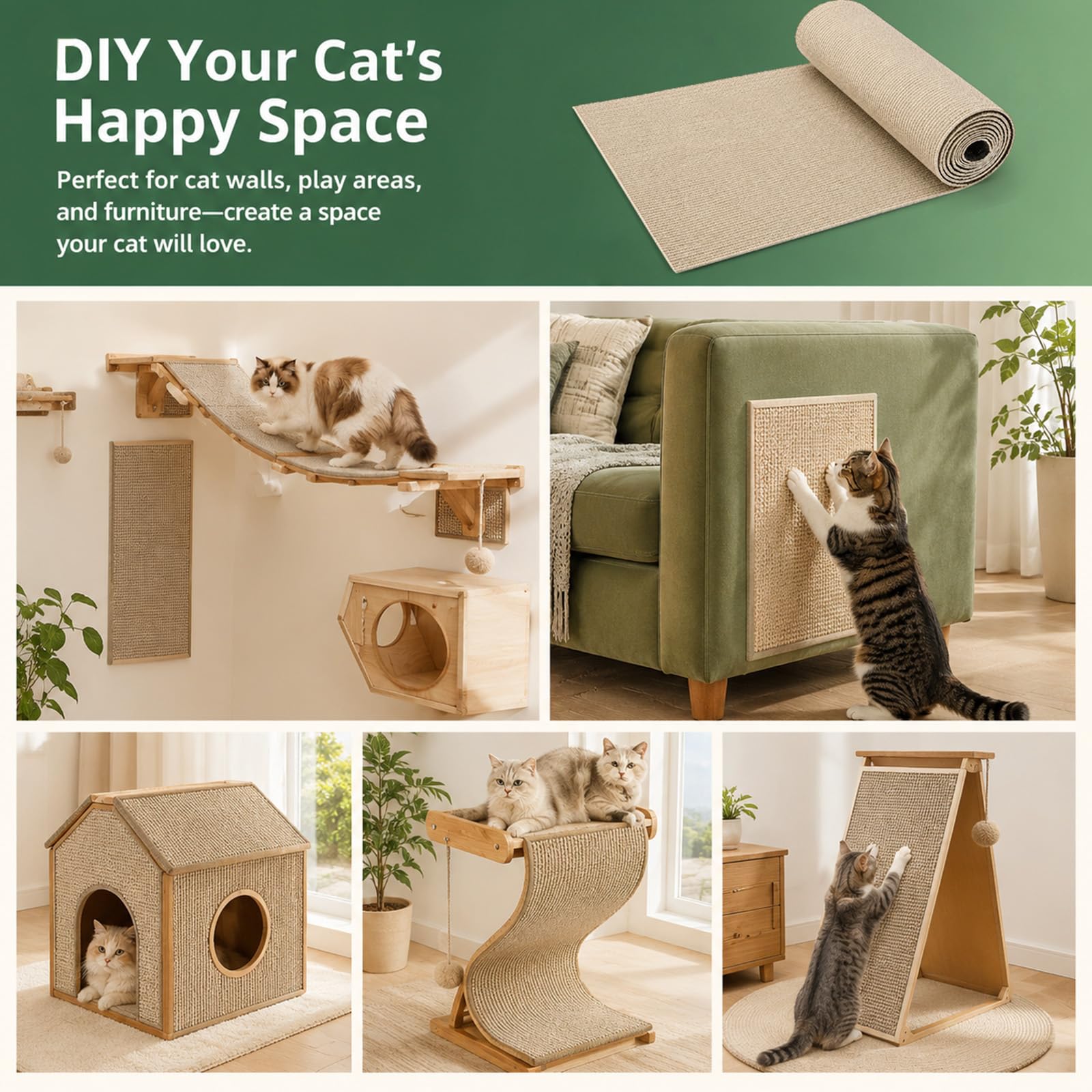 Muexoee Cat Scratching Mat - Thickened Polyester, DIY Cuttable, Self-Adhesive | 40cm x 2m 8
