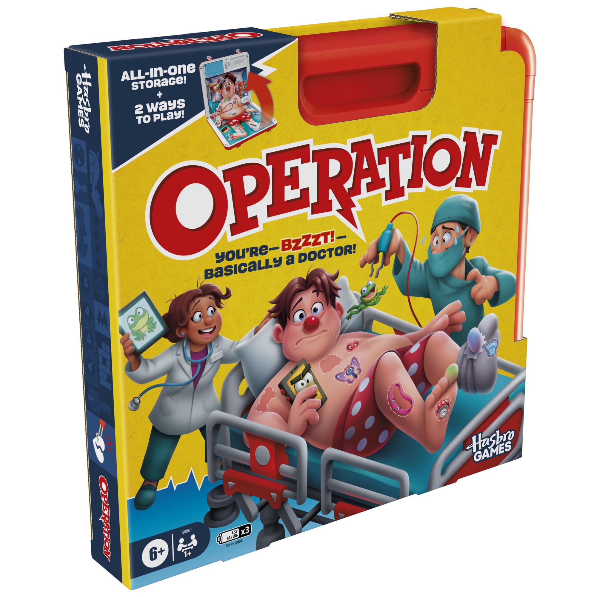 Hasbro Gaming Operation Electronic Board Game with All-in-One Carrying Case | Ages 6+ 6