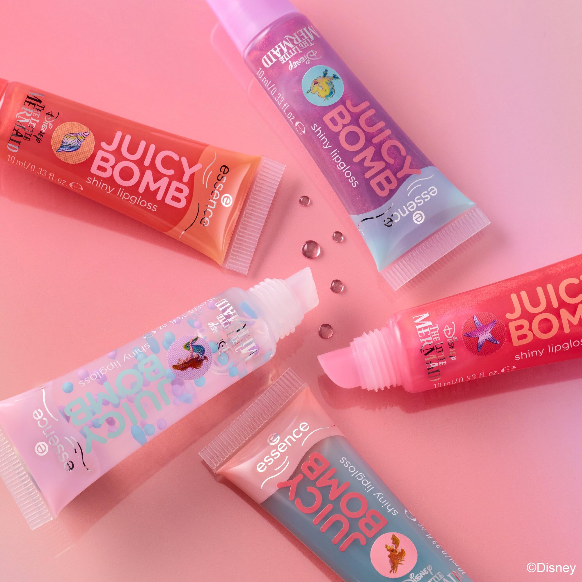 essence Disney THE LITTLE MERMAID JUICY BOMB Shiny Lipgloss Crew - 5 Pack, Shimmery Finish 3