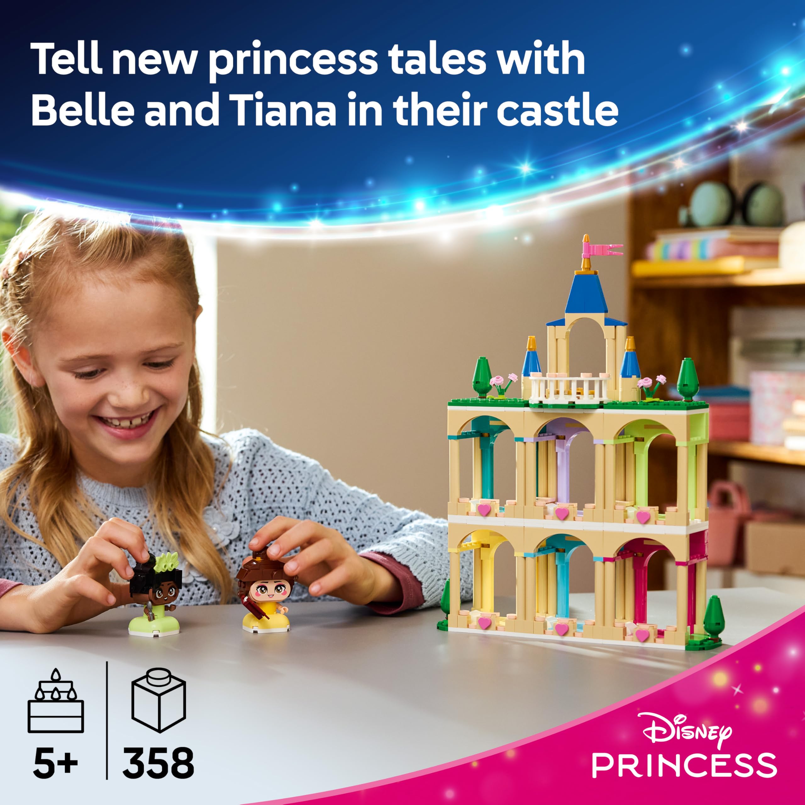 LEGO Disney Princess Mini Belle & Tiana with Castle Building Set | Ages 5+ | Model 43291