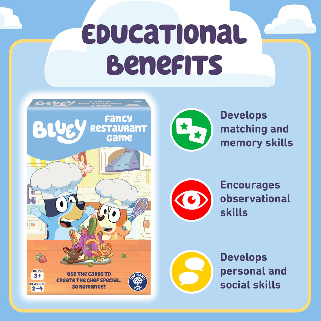 Orchard Toys Official Bluey Fancy Restaurant Matching and Memory Game