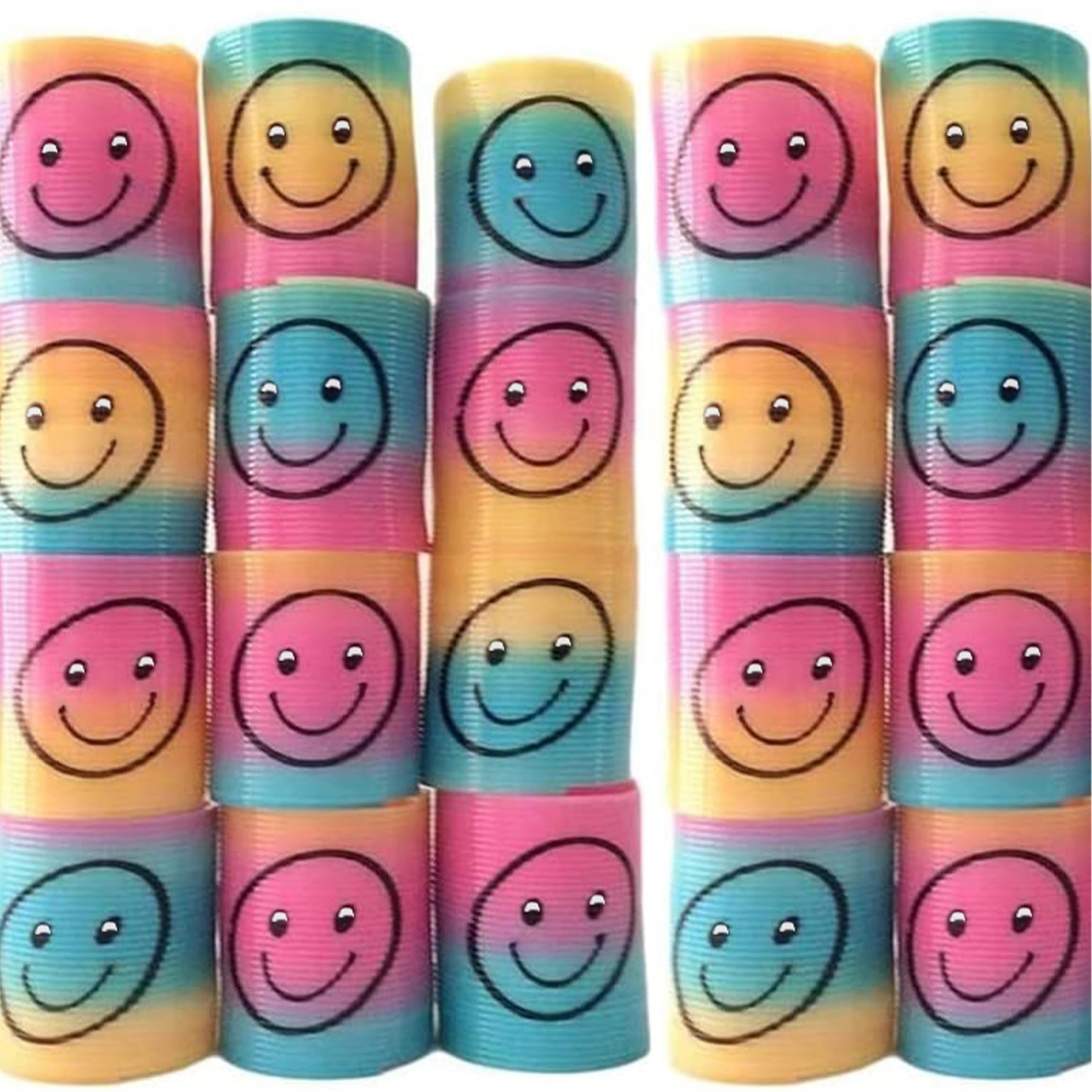 SHATCHI 6Pcs Rainbow Smile Face Springs - Stretches Up To 1 Meter | Plastic Wind-Up Toy 2