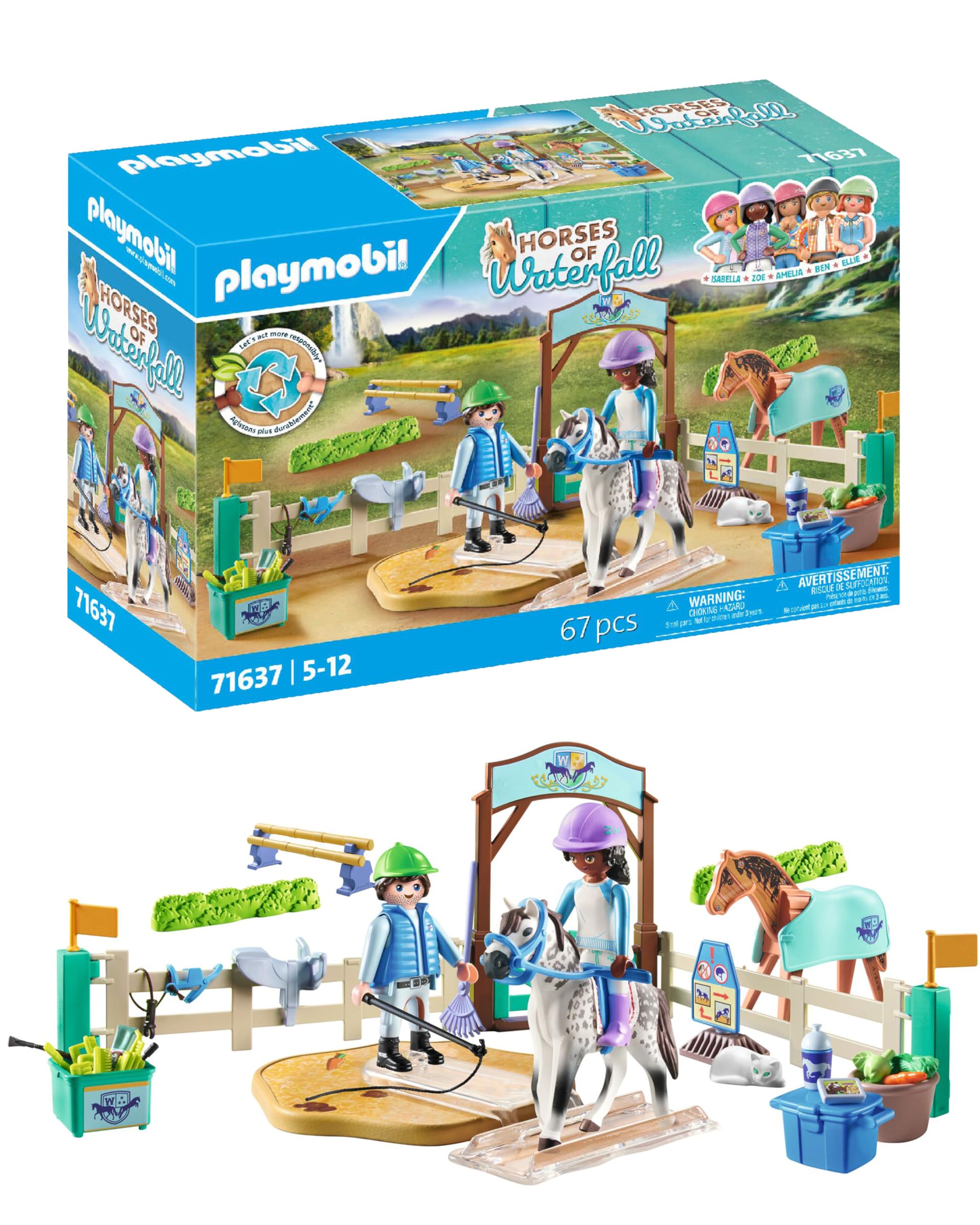 Playmobil 71637 Horses of Waterfall: Modern Riding School Playset for Kids 5+