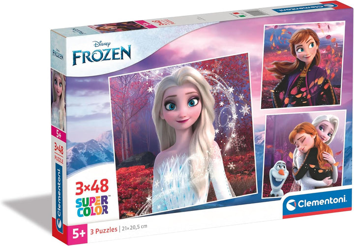 Clementoni 25297 Disney Frozen Supercolor Frozen-3x48 Pieces (3 Included), Jigsa