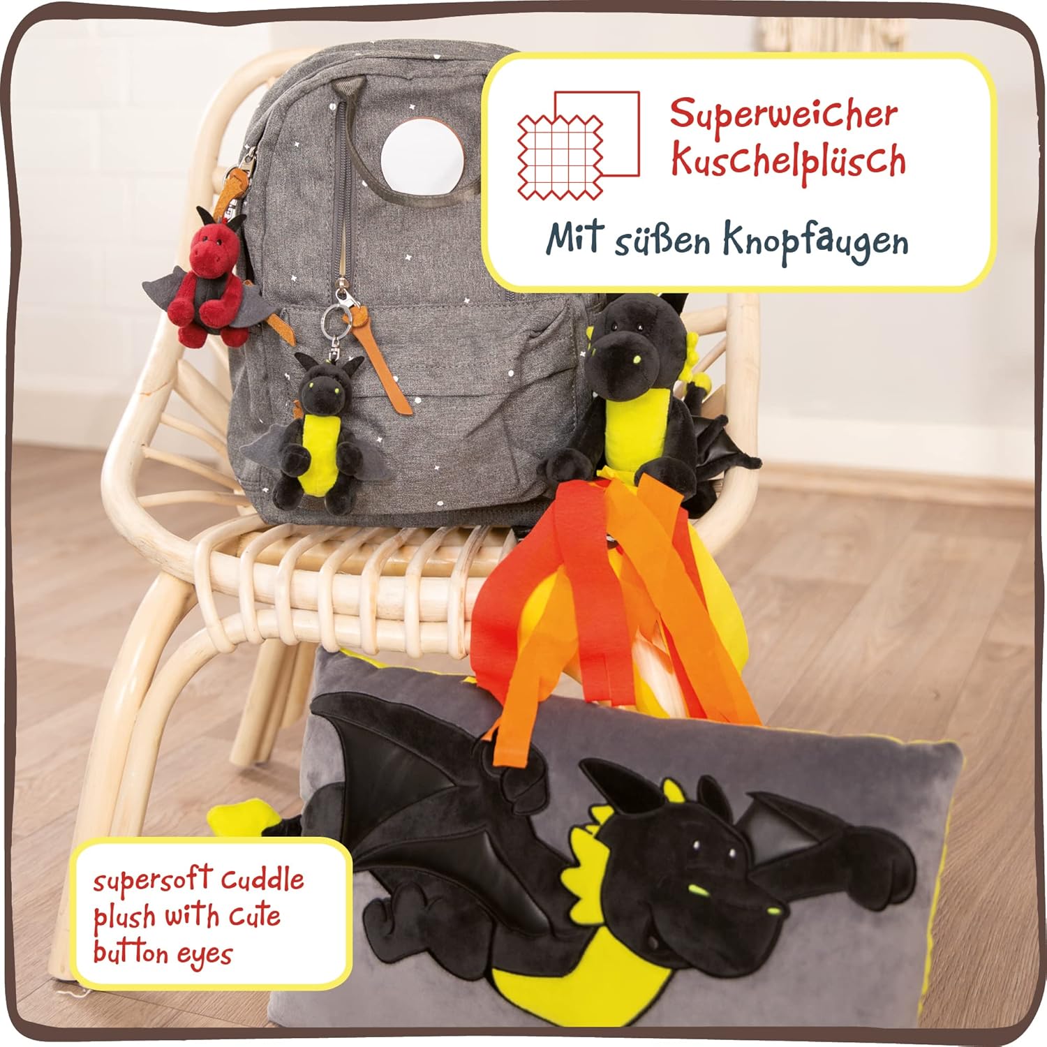 Nici Red Dragon Eldor 30 cm Standing Plush Stuffed Animal - Soft Cuddly Toy 6