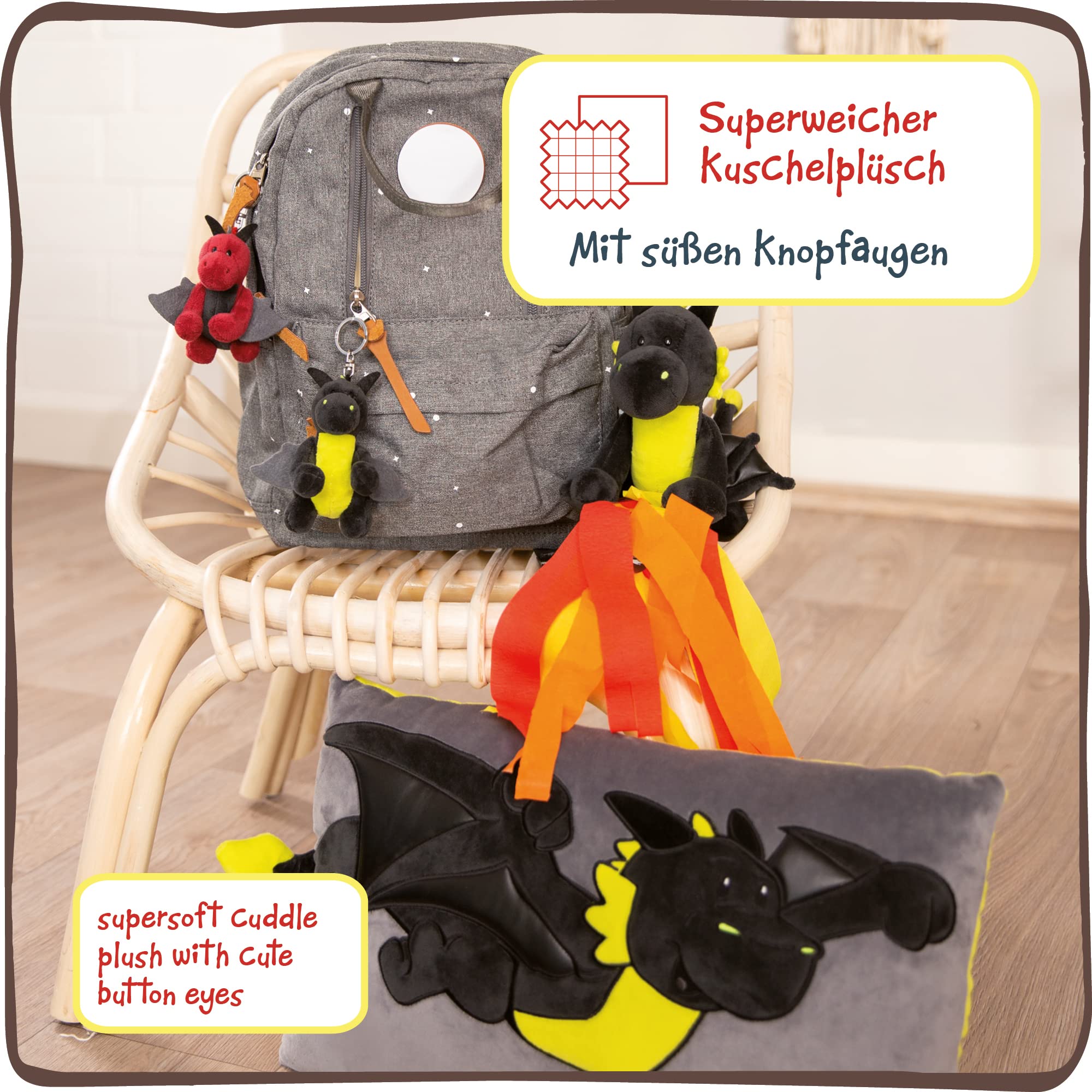 Nici Red Dragon Eldor 30 cm Standing Plush Stuffed Animal - Soft Cuddly Toy 12