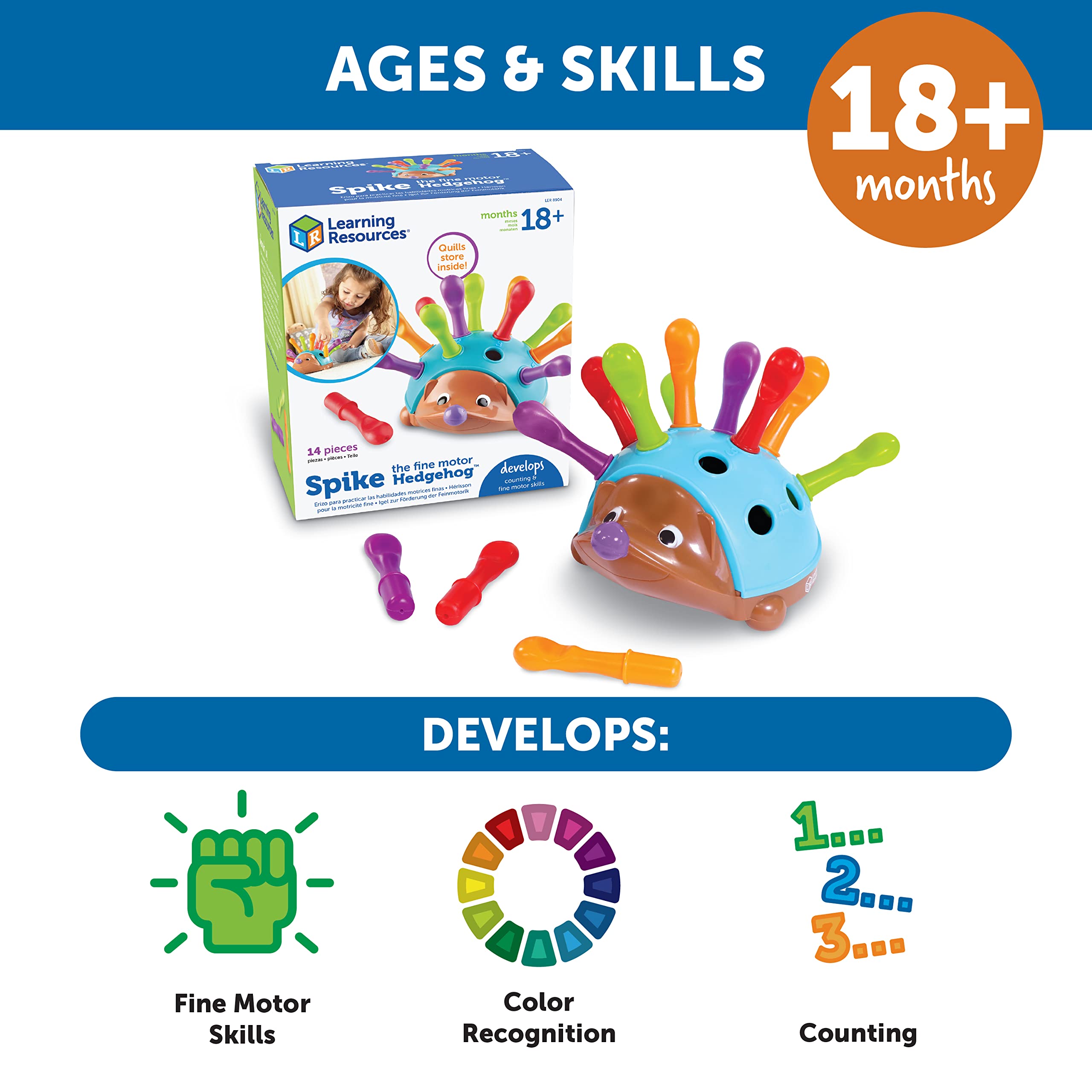 Learning Resources Spike the Fine Motor Hedgehog - Educational Peg Play Toy for Toddlers 18m+ 3