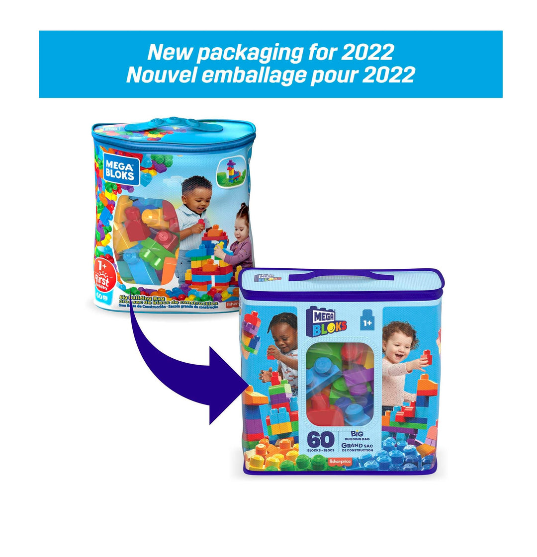 Mega Bloks DCH55 Grand sac de construction, bleu 60 pièces