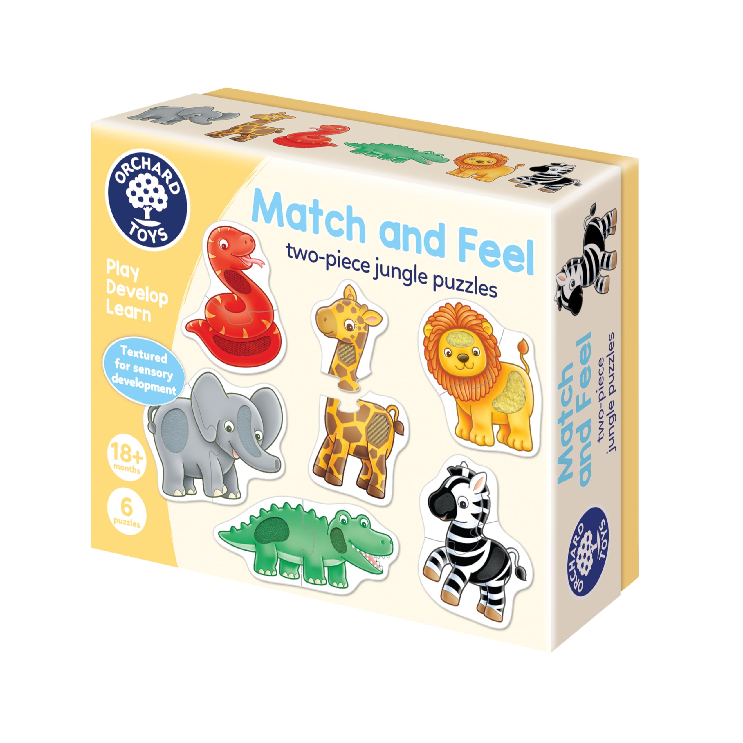 Orchard Toys Match and Feel Jungle Puzzles - Textured Sensory Play | 18 Months+ | 6 Puzzles 1