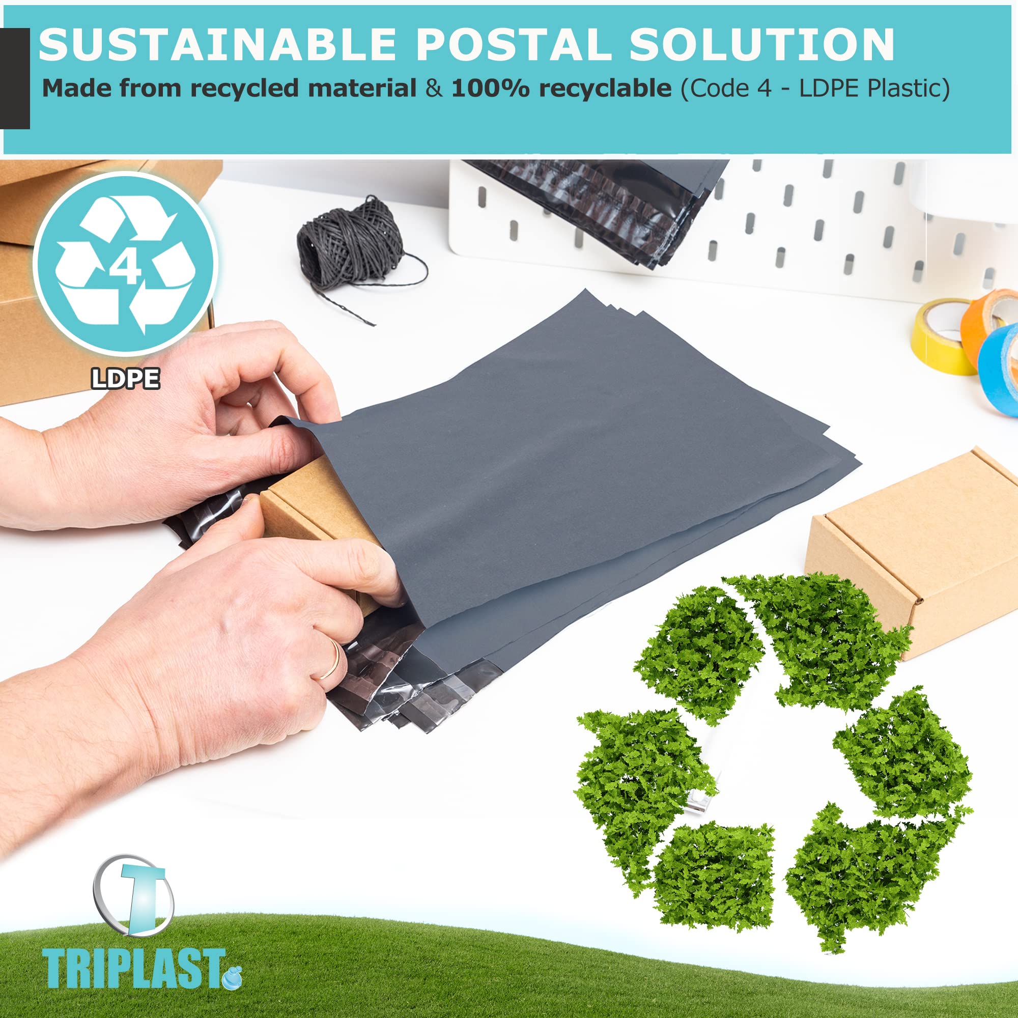 Triplast Grey Mailing Bags - 17 x 24 inch | 50 Pack | 55mu LDPE 6