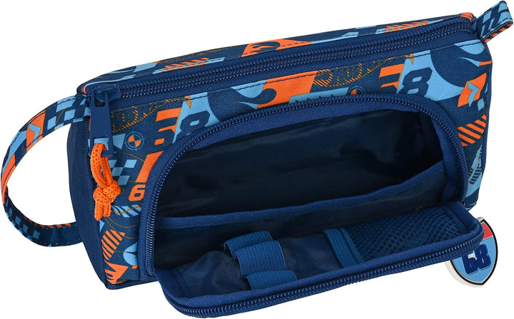 Hot Wheels Speed Club Pencil Case with Folding Pocket (Navy and Orange)