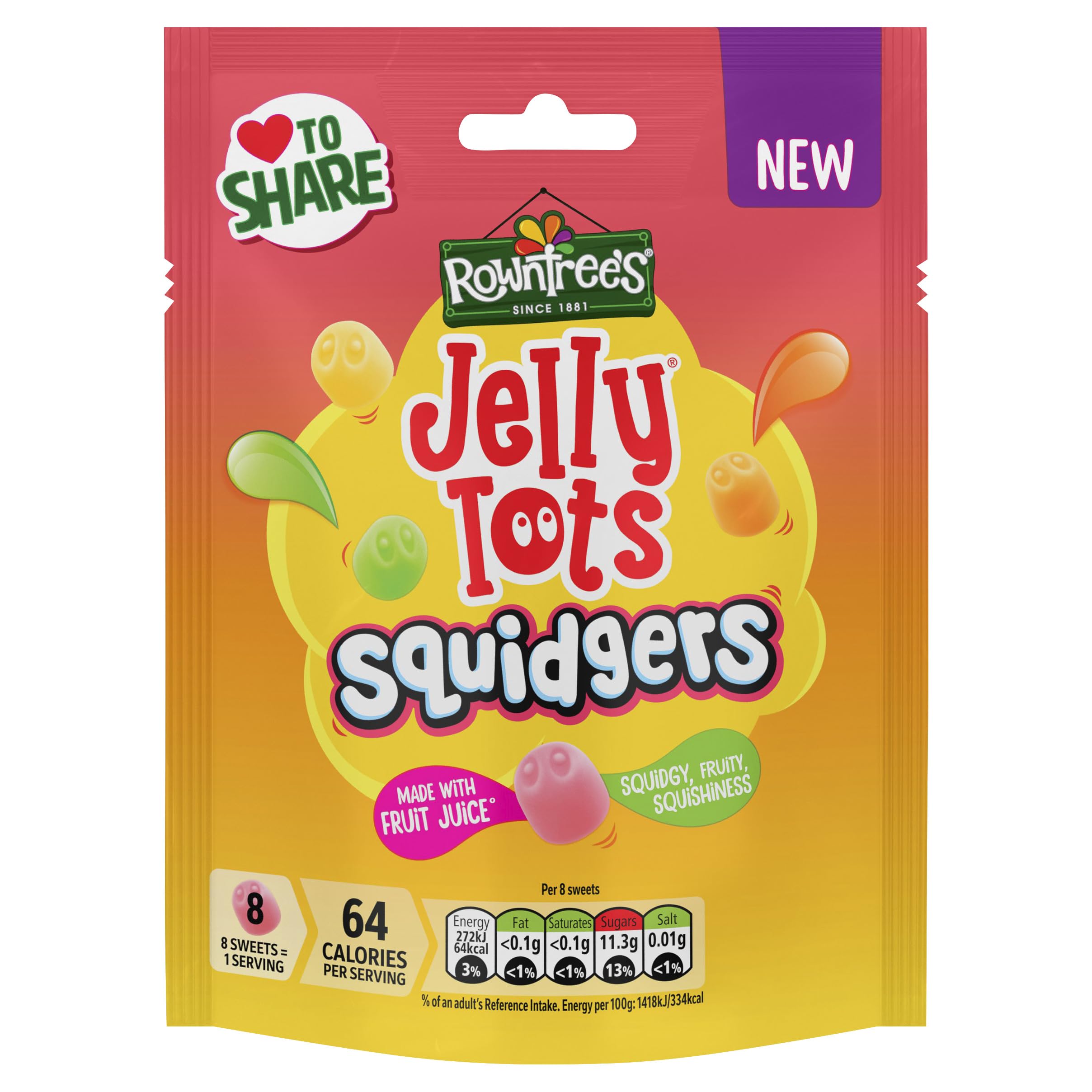 Rowntree's Jelly Tots Squidgers - Fruity Jelly Sweets | 120g Pack 1