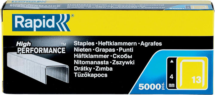 Rapid High Performance No.13 Staples, 4 mm Leg Length, 5000 Pieces (11825700)