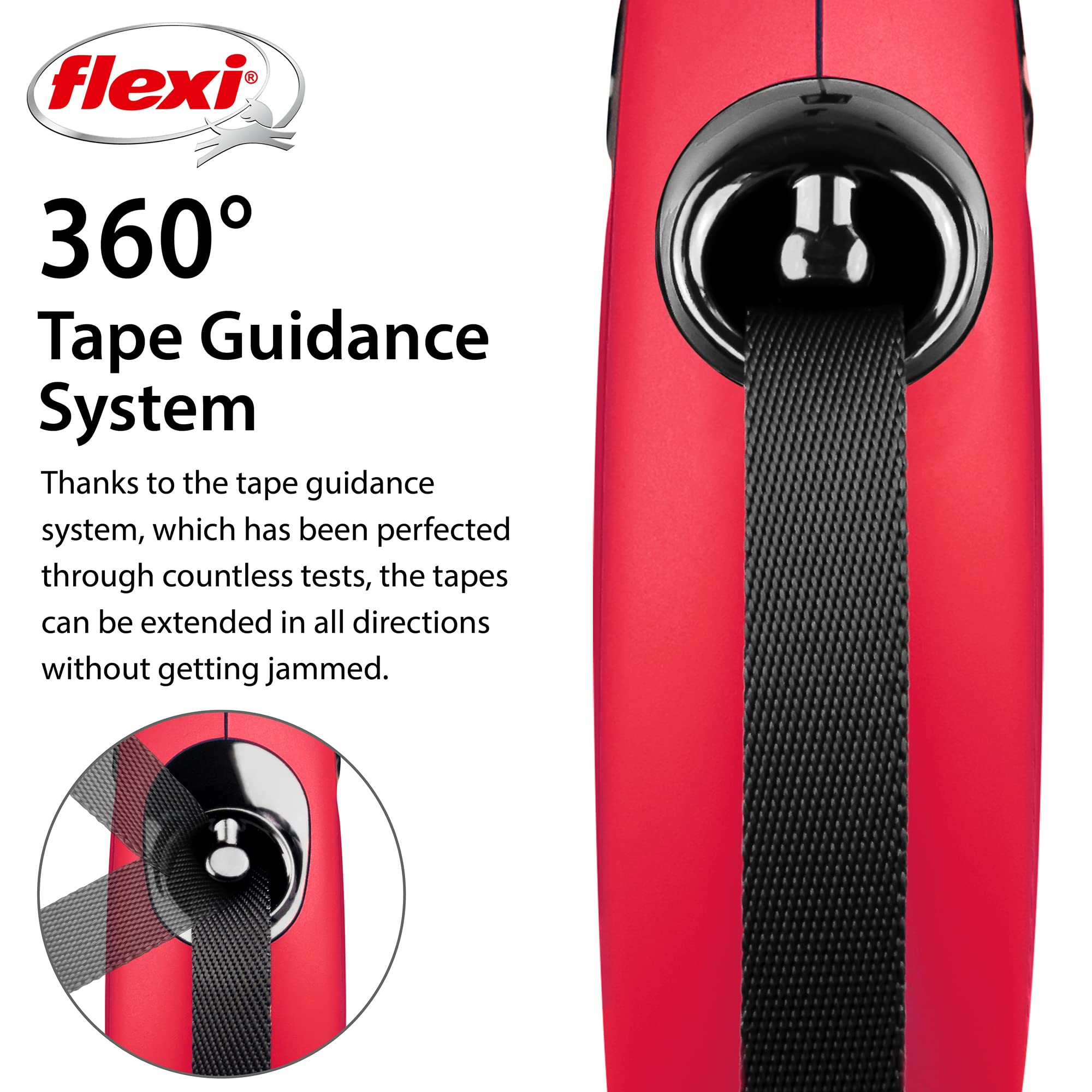 flexi New Classic L Retractable Lead - 5m Tape | Red | Up to 50kg 4