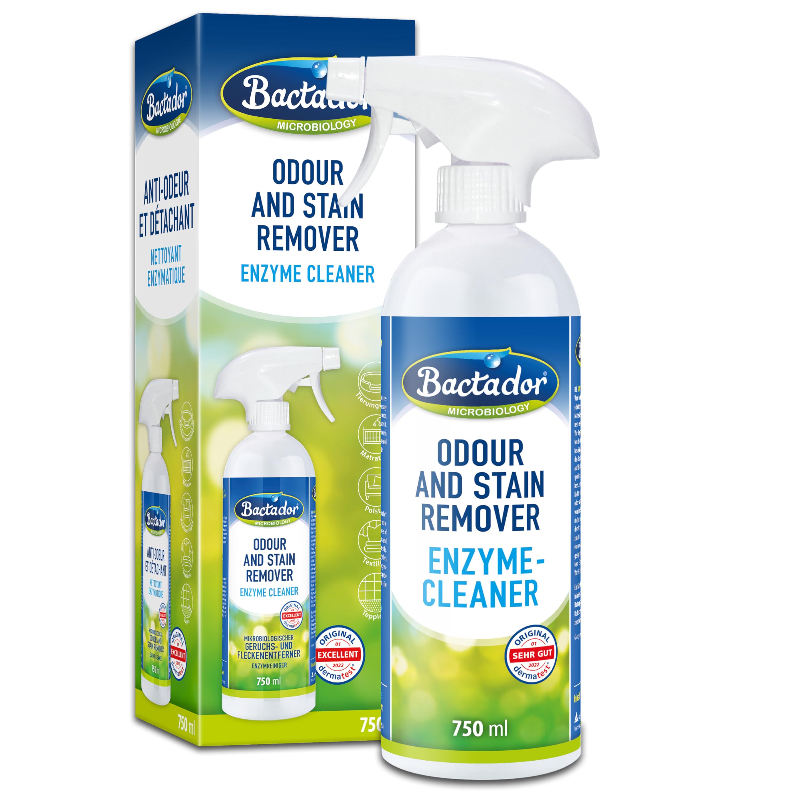 Bactador Enzyme Cleaner Spray - Permanent Odour & Stain Removal | 750 ml | Unscented