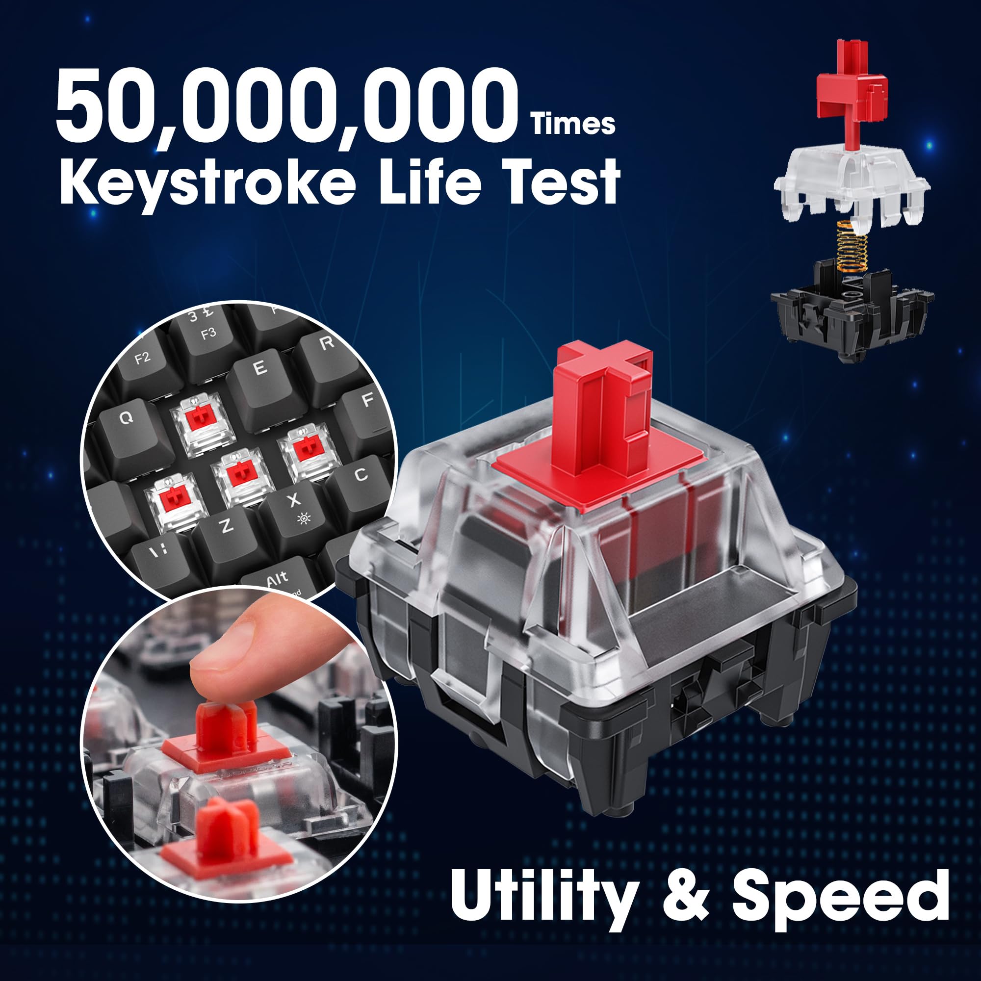 KOORUI 60% Mechanical Gaming Keyboard MKC01 - Red Switch RGB Backlit Compact Keyboard 4