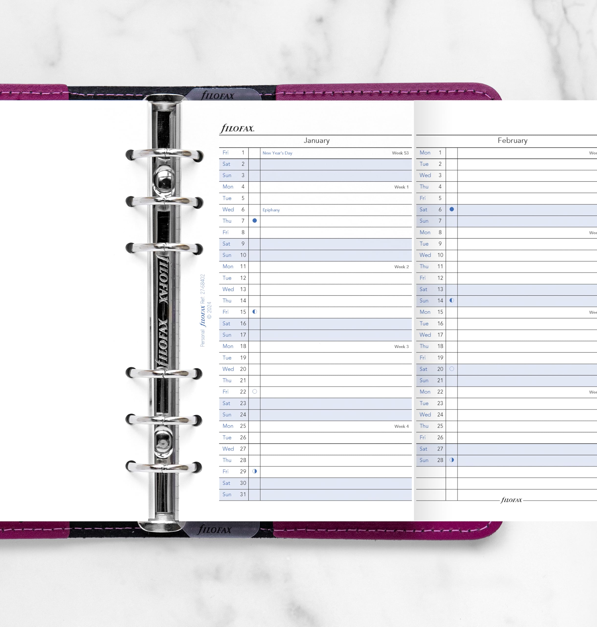 Filofax Personal 2027 Vertical Year Planner Refill | 100gsm Fountain Pen Friendly Paper | 95mm x 171mm