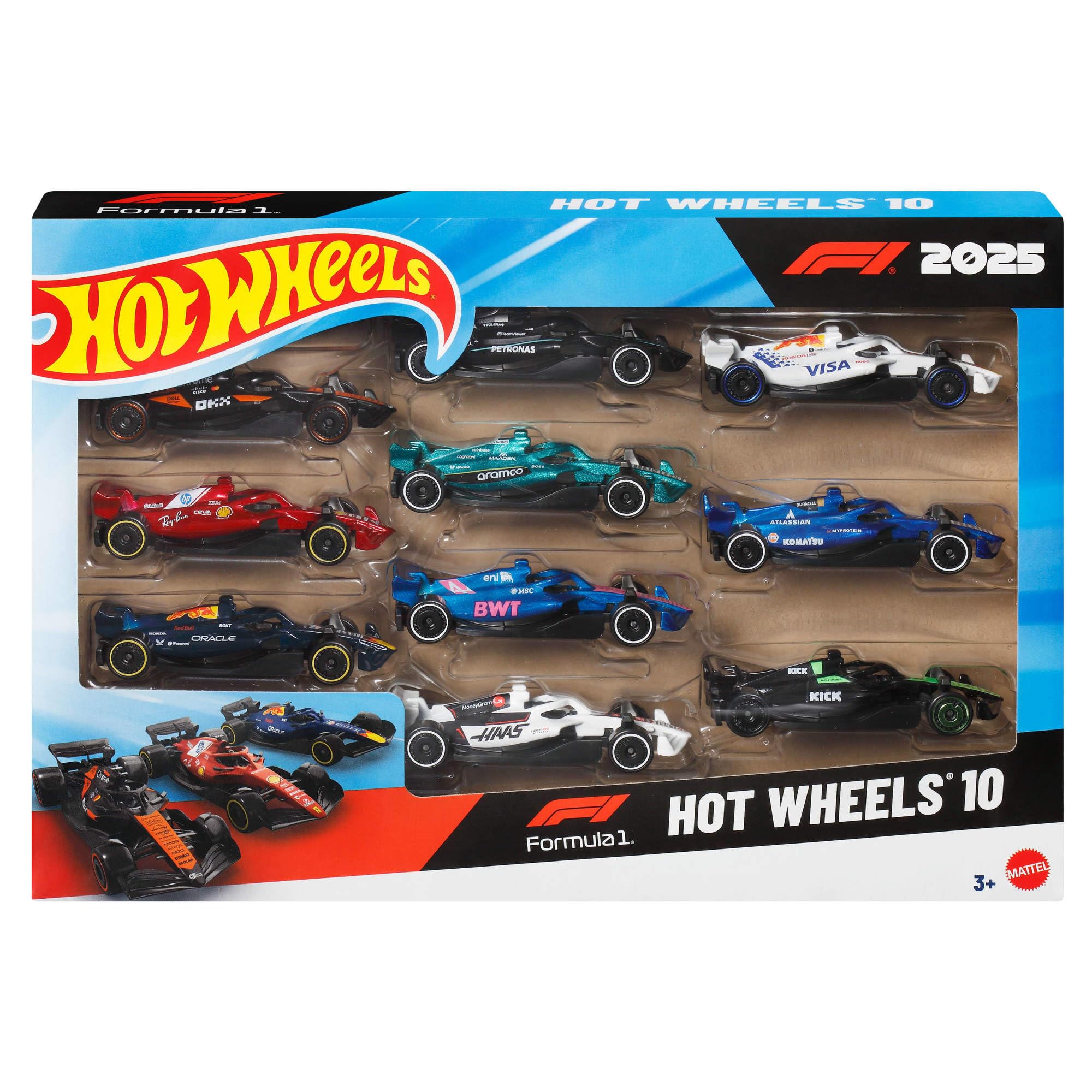 Hot Wheels Formula 1 2025 10-Pack - 1:64 Scale Die-Cast Cars | Unisex Children | Ages 3+ 7