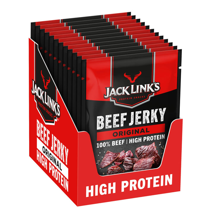 Jack Link's Beef Jerky Original - Box of 12 x 60g - High Protein Dried Meat Snack