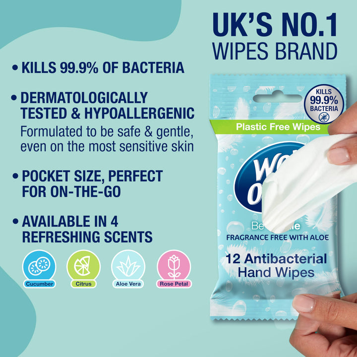 Wet Ones Be Gentle Plastic-Free Antibacterial Pocket Hand Wipes
