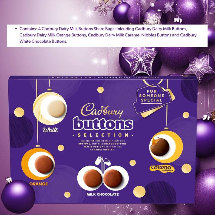 Cadbury Buttons Selection Box, Festive Chocolate Selection with Milk, Orange, and Caramel